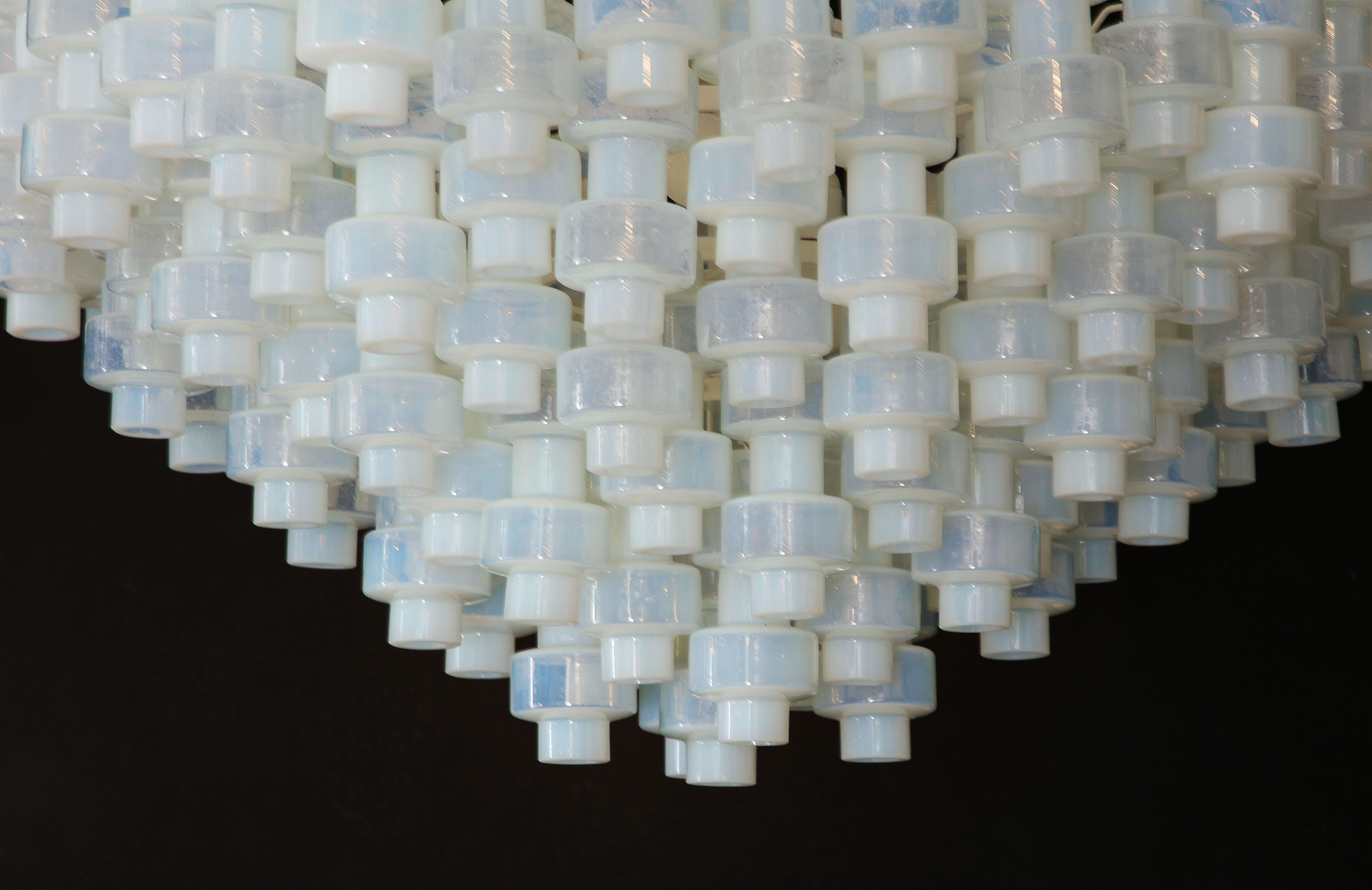 Contemporary Modern Custom Large Opalescent Murano Glass Chandelier