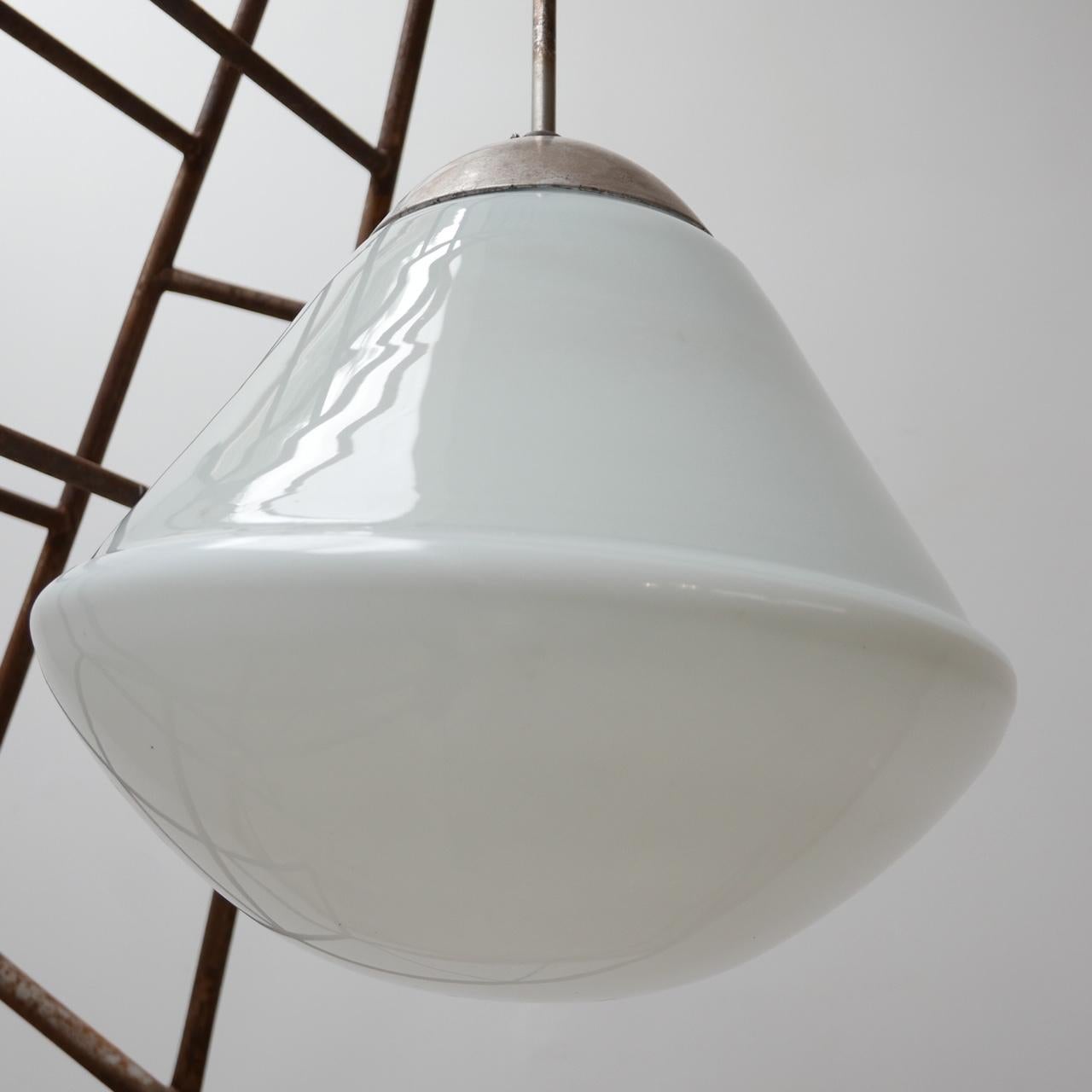 Mid-Century Modern Large Opaline Bauhaus Pendant Lights by Kandem '2'