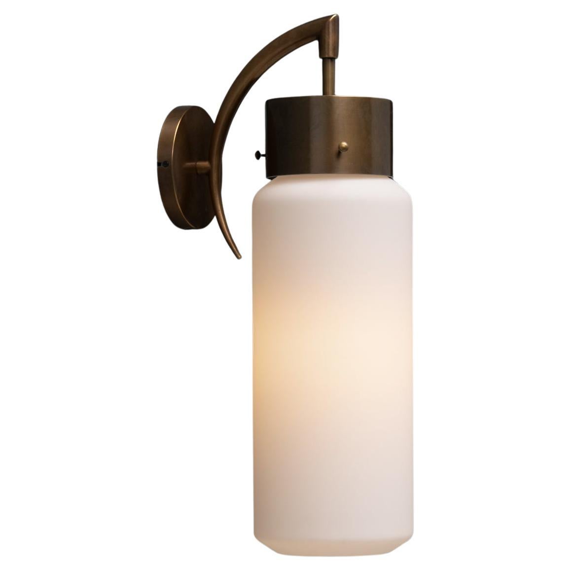 Large Opaline Glass 
Brass Sconce, Made in Italy For Sale