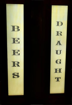 Large Opaline Glass Pub Signs “Draught Beers”  Saved During Refurbishment