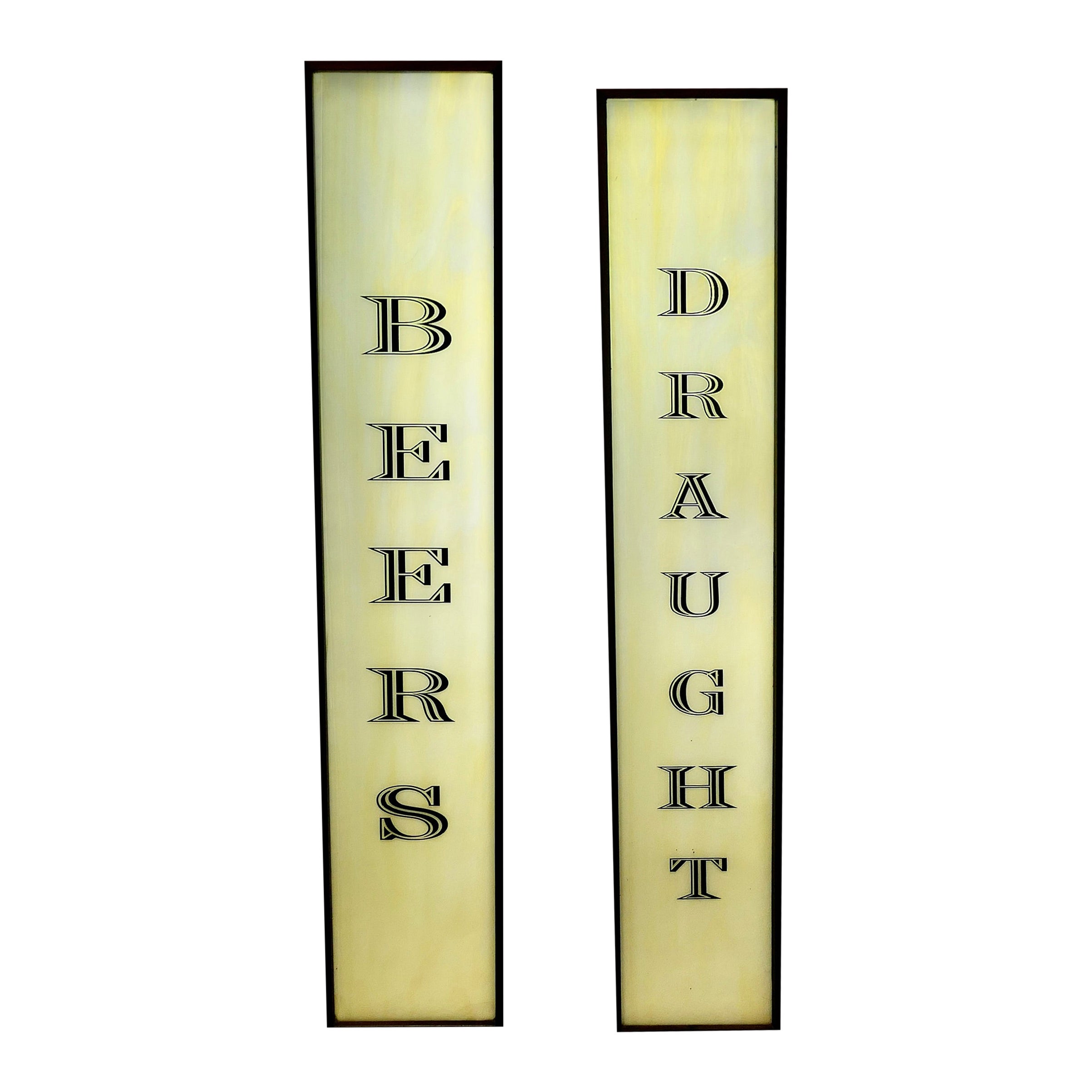Large Opaline Glass Pub Signs “Draught Beers”  Saved During Refurbishment
