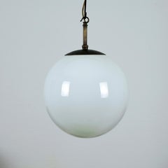 Large Opaline Globe Pendant Lamp, 1920s, British Modernist, Super Provenance