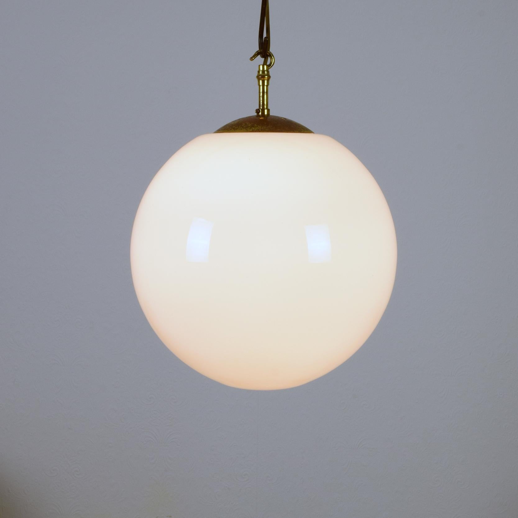 Large Opaline Globe Pendant Lamp, 1930s, British Modernist, Super Provenance In Good Condition In London, GB