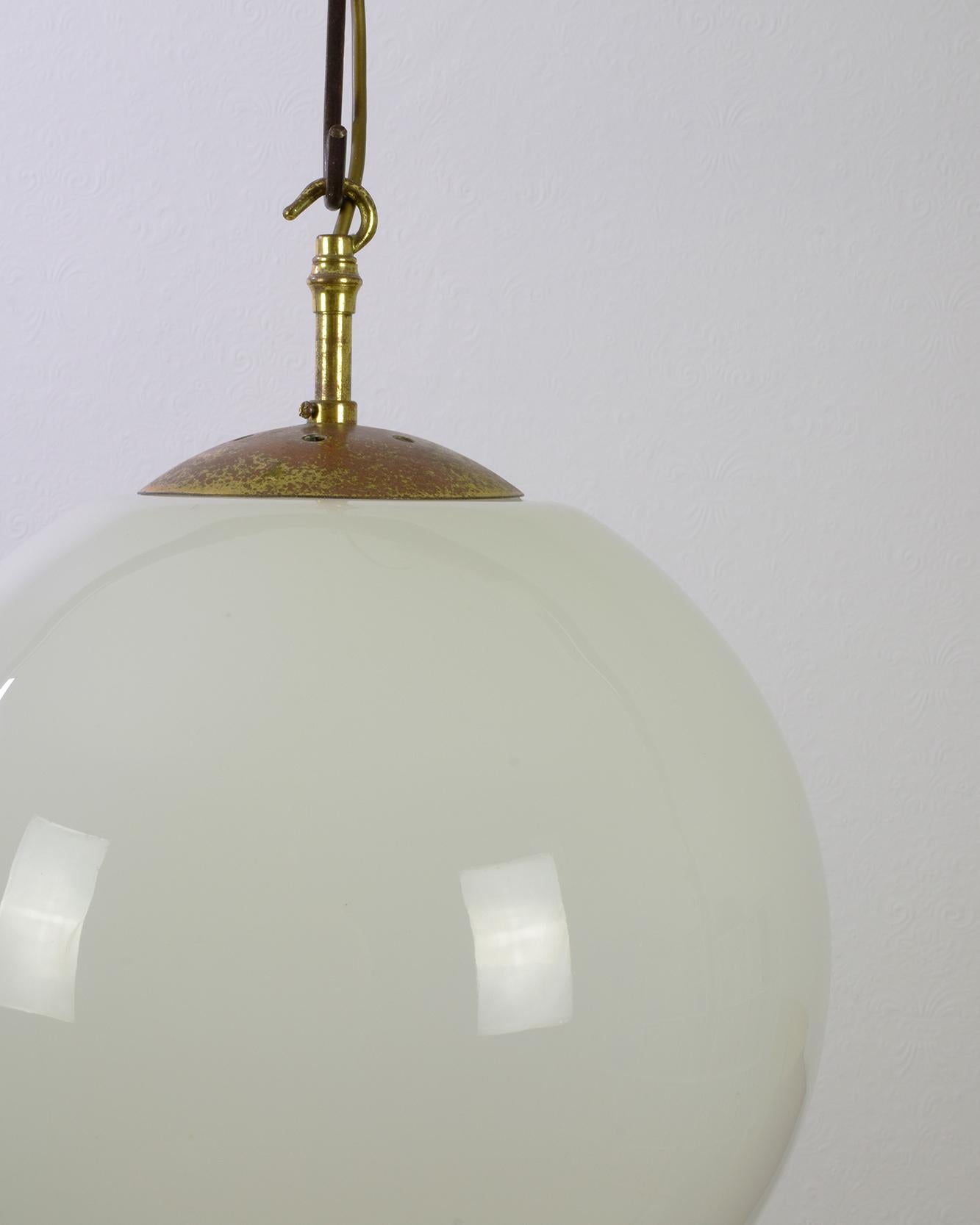 Mid-20th Century Large Opaline Globe Pendant Lamp, 1930s, British Modernist, Super Provenance