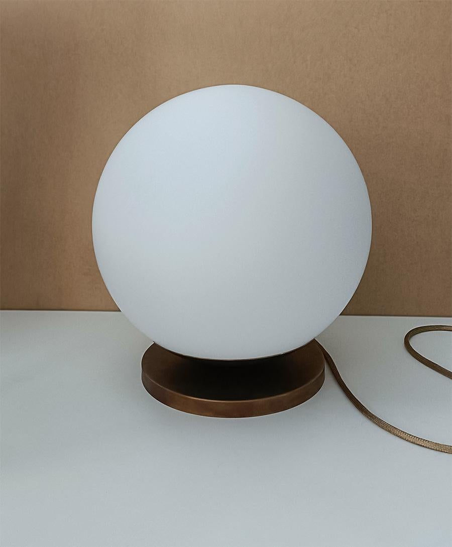 Contemporary Large opaline globe table lamp by Candas Design For Sale