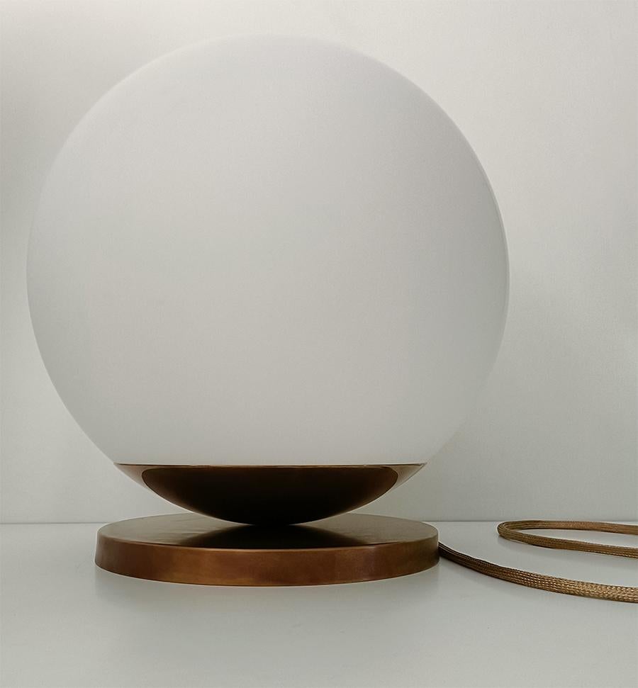 Large opaline globe table lamp by Candas Design For Sale 1