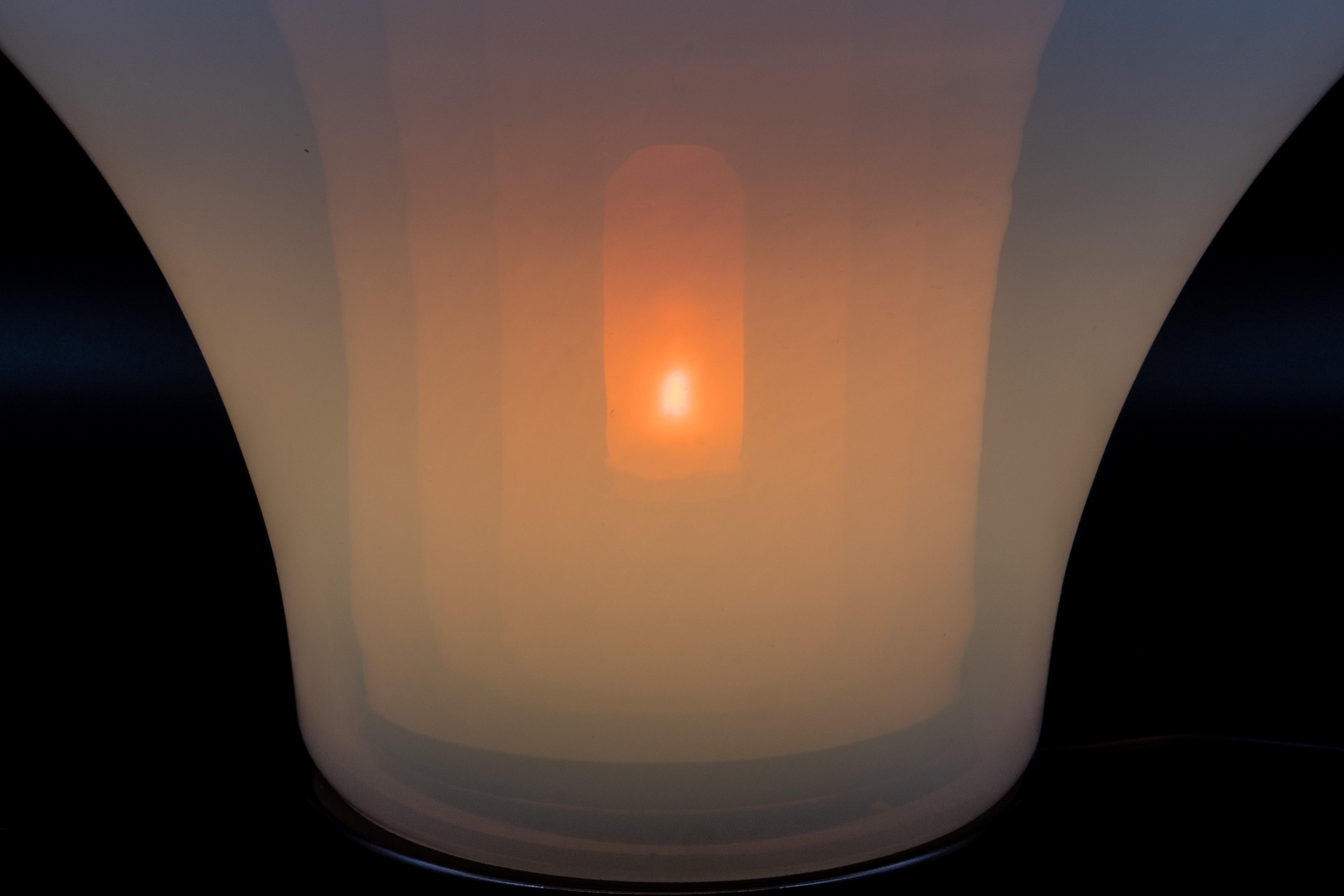 Large Opaline Lotus Floor Lamp Murano Glass, DiGlass Vetrerie, Italy 1980s 4