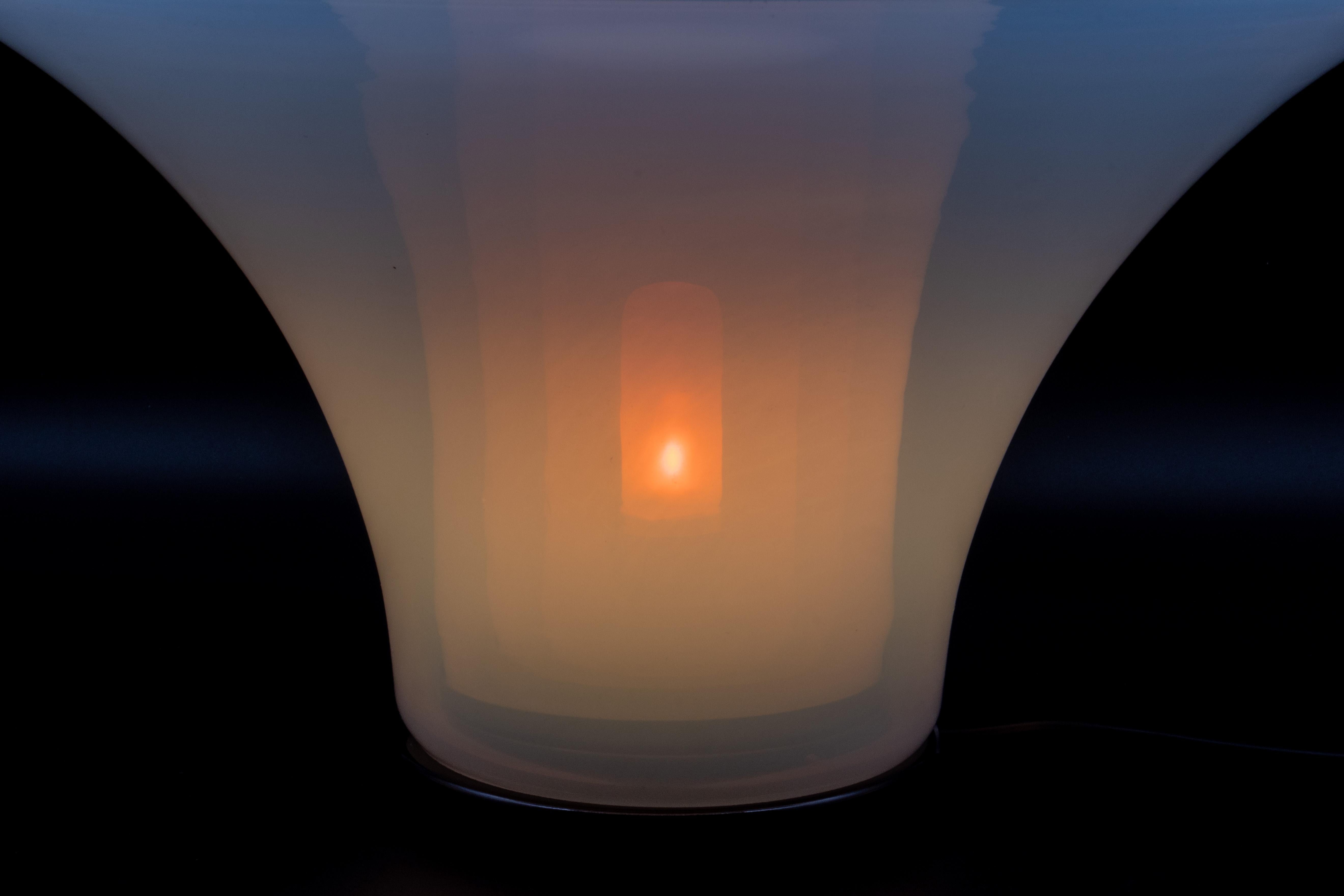 Large Opaline Lotus Floor Lamp Murano Glass, DiGlass Vetrerie, Italy 1980s 5