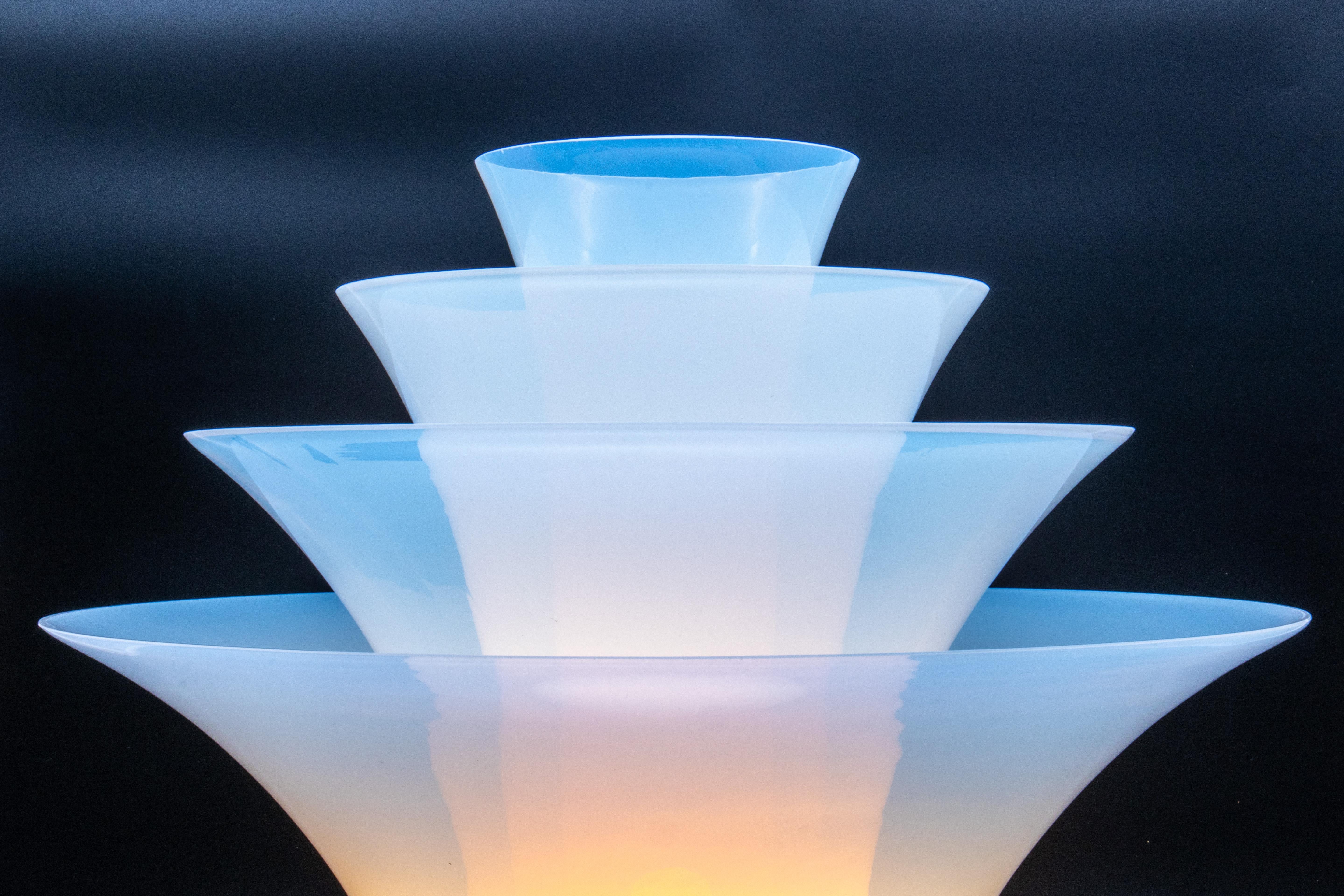 Large Opaline Lotus Floor Lamp Murano Glass, DiGlass Vetrerie, Italy 1980s 6