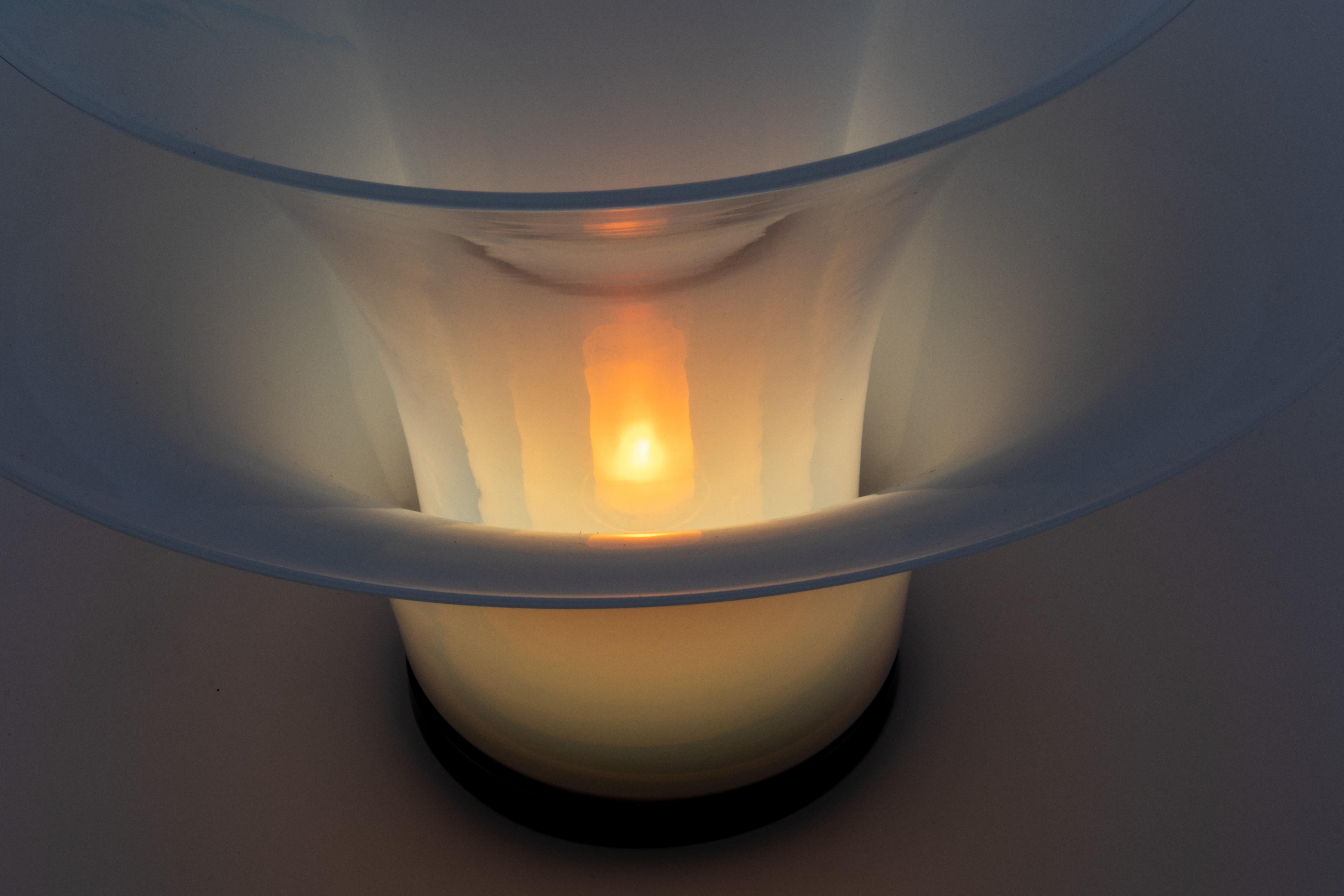 Large Opaline Lotus Floor Lamp Murano Glass, DiGlass Vetrerie, Italy 1980s 8