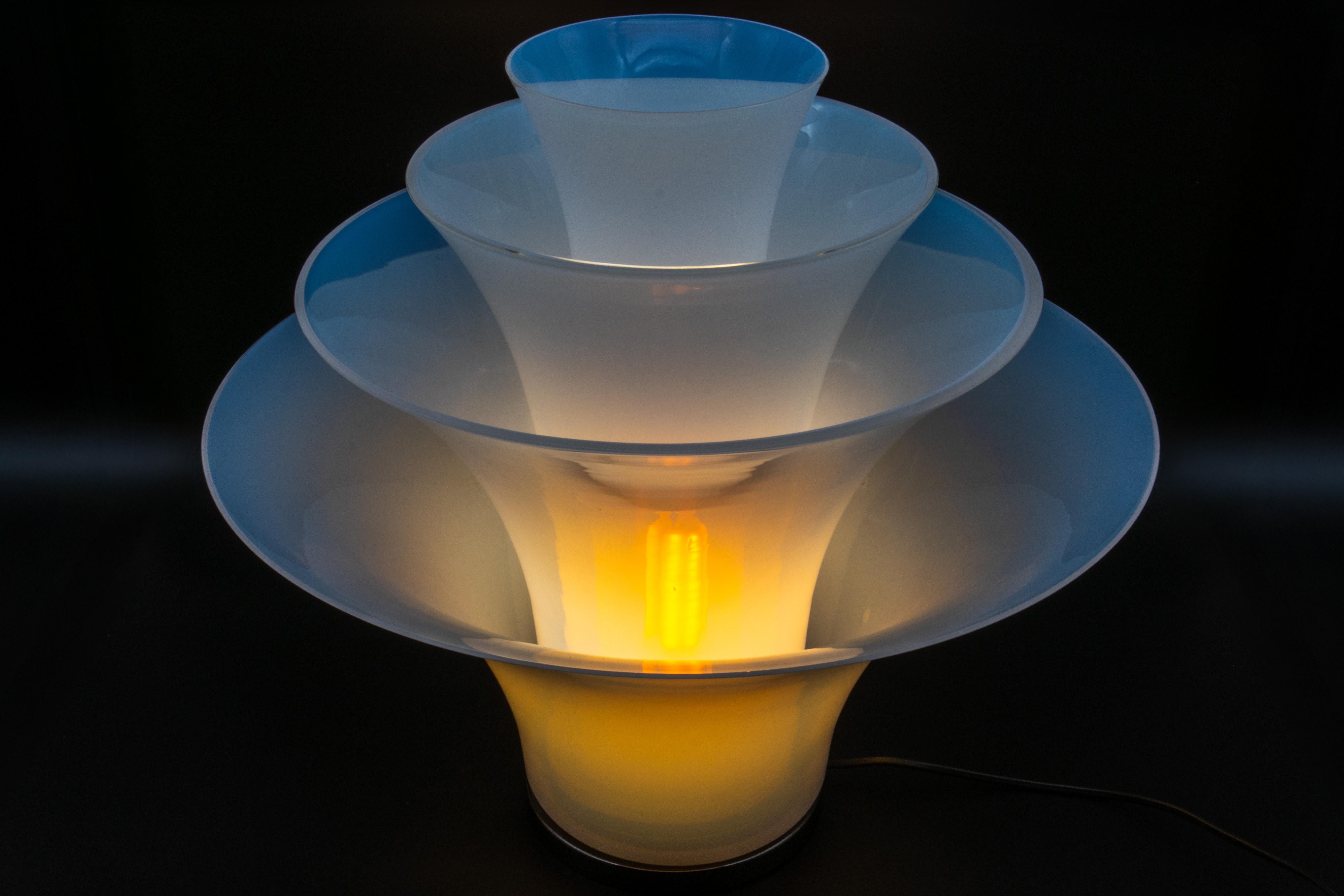 Large Opaline Lotus Floor Lamp Murano Glass, DiGlass Vetrerie, Italy 1980s 9