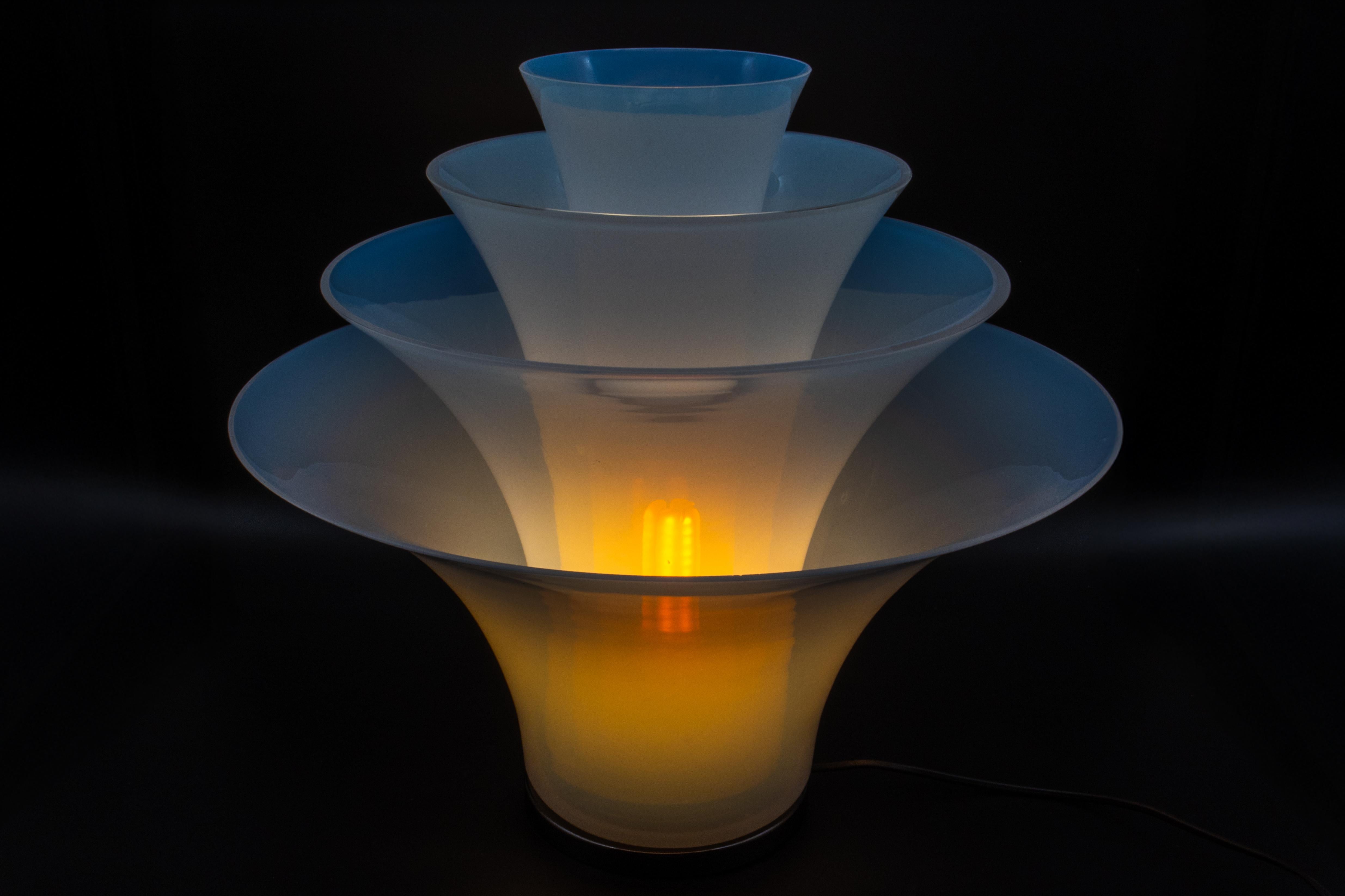 Mid-Century Modern Large Opaline Lotus Floor Lamp Murano Glass, DiGlass Vetrerie, Italy 1980s
