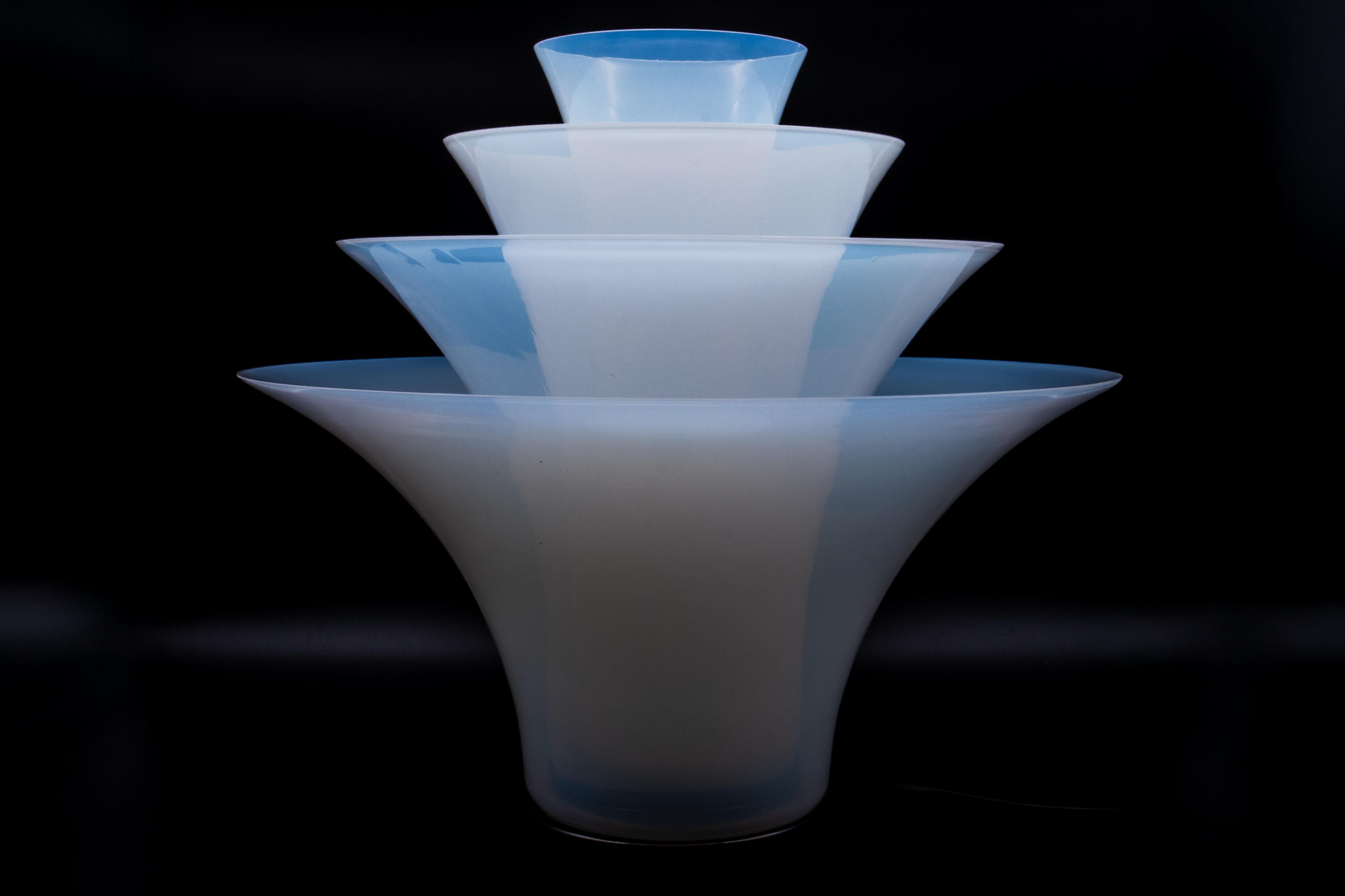 Italian Large Opaline Lotus Floor Lamp Murano Glass, DiGlass Vetrerie, Italy 1980s