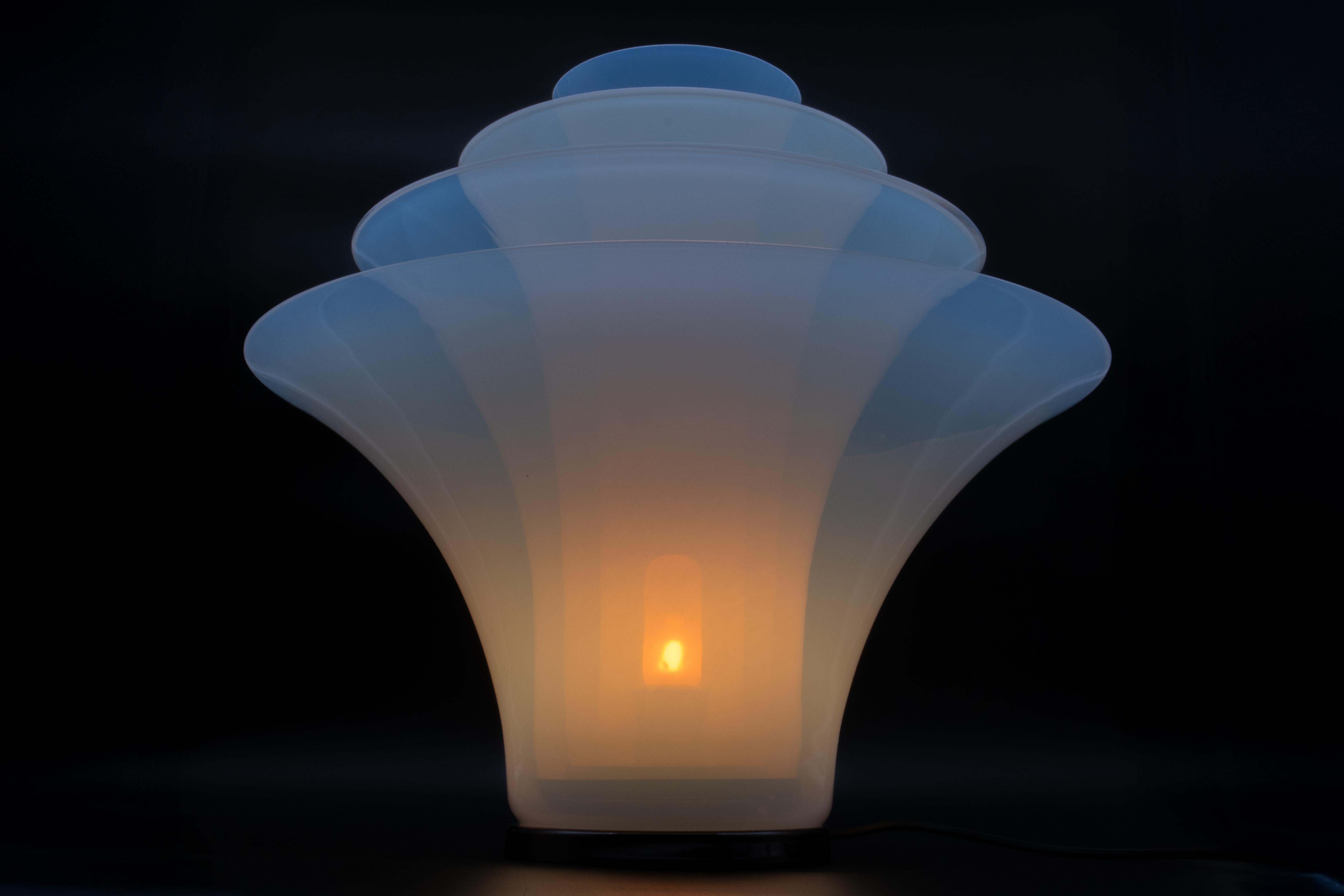 20th Century Large Opaline Lotus Floor Lamp Murano Glass, DiGlass Vetrerie, Italy 1980s