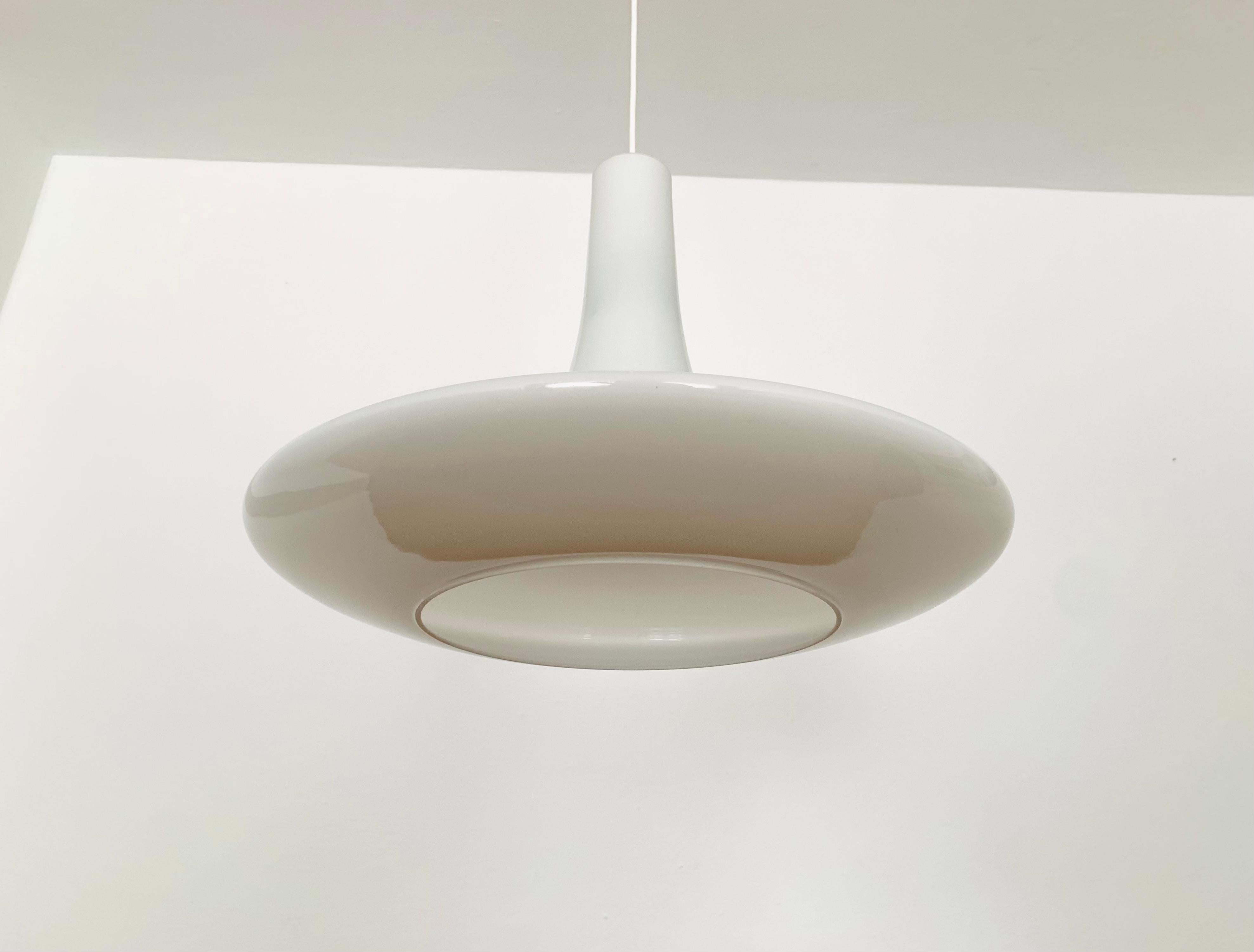 Metal Large Opaline Pendant Lamp by Peill and Putzler For Sale