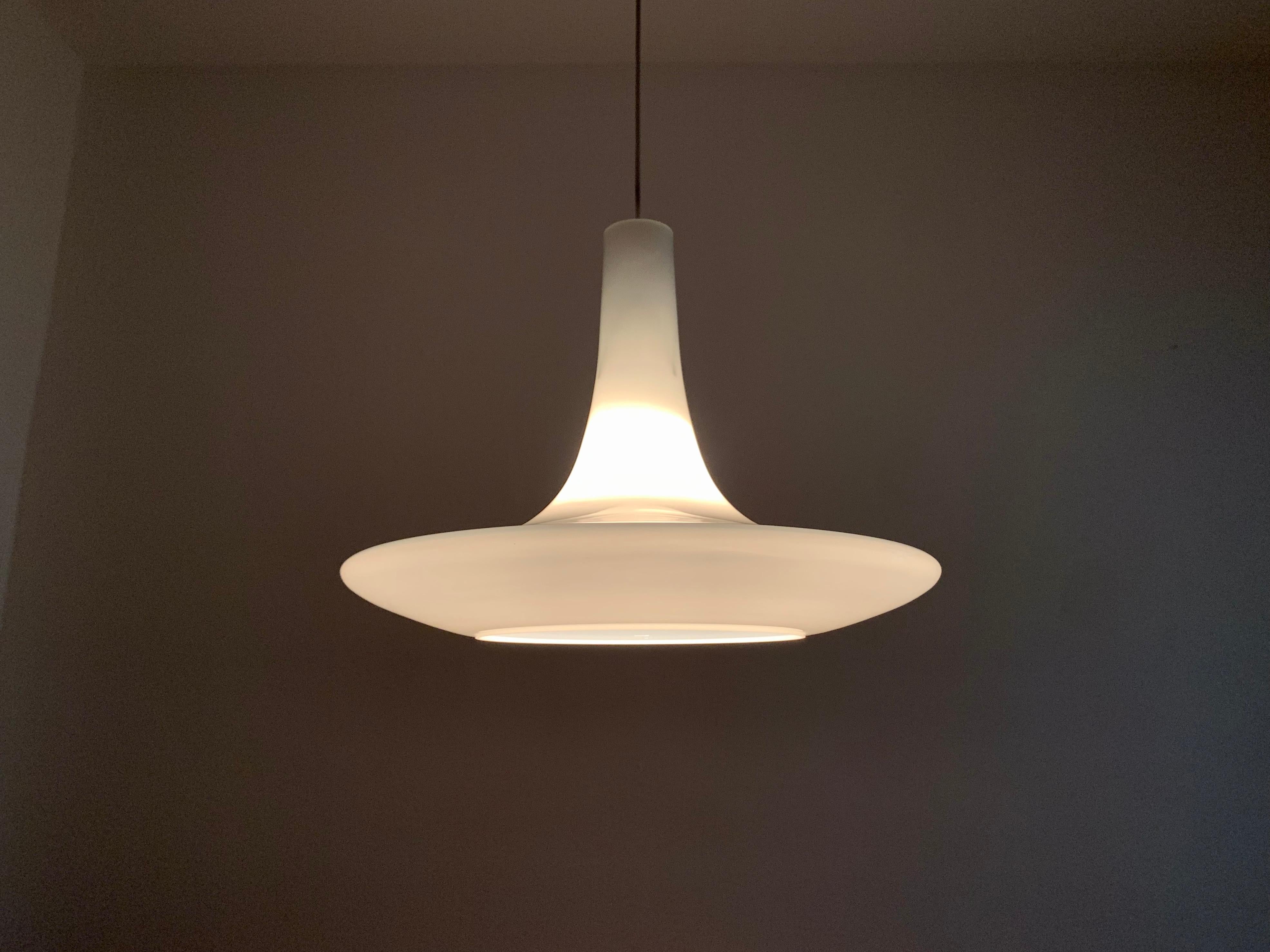 Large Opaline Pendant Lamp by Peill and Putzler For Sale 1