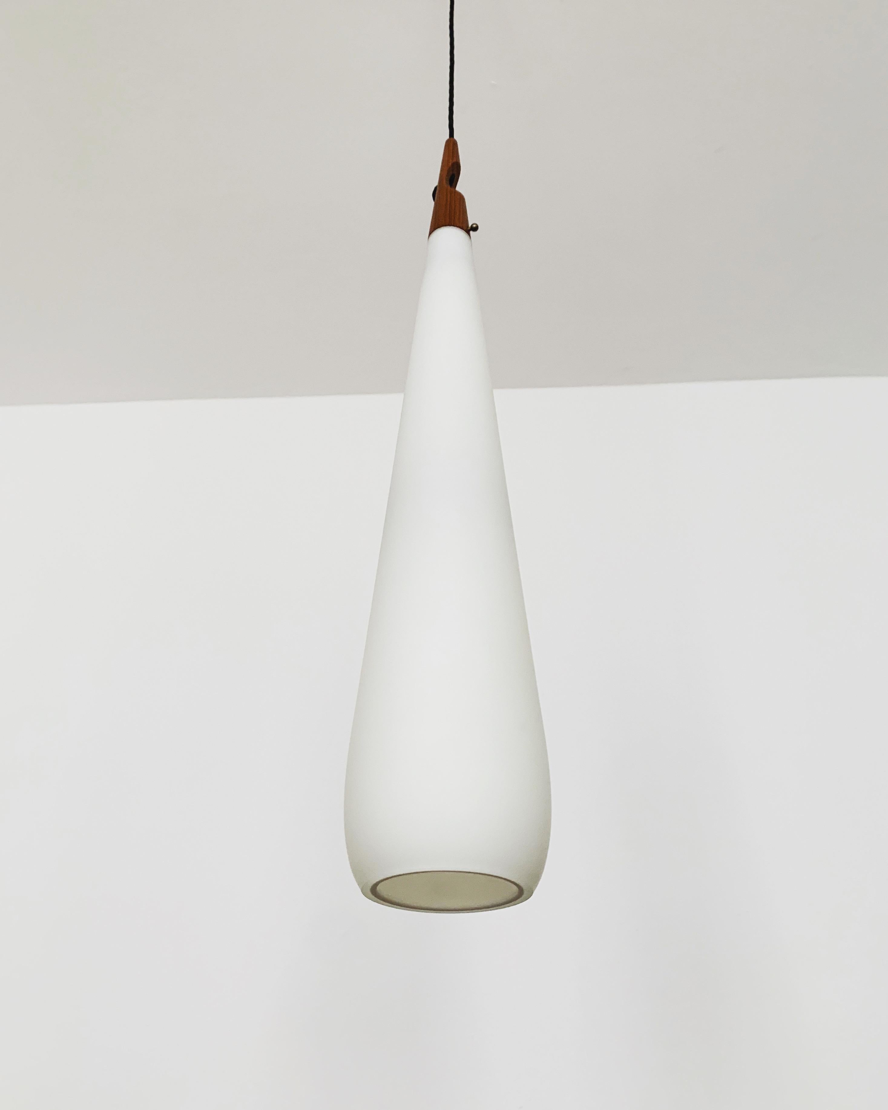 Large Opaline Pendant Lamp by Uno and Östen Kristiansson In Good Condition For Sale In München, DE