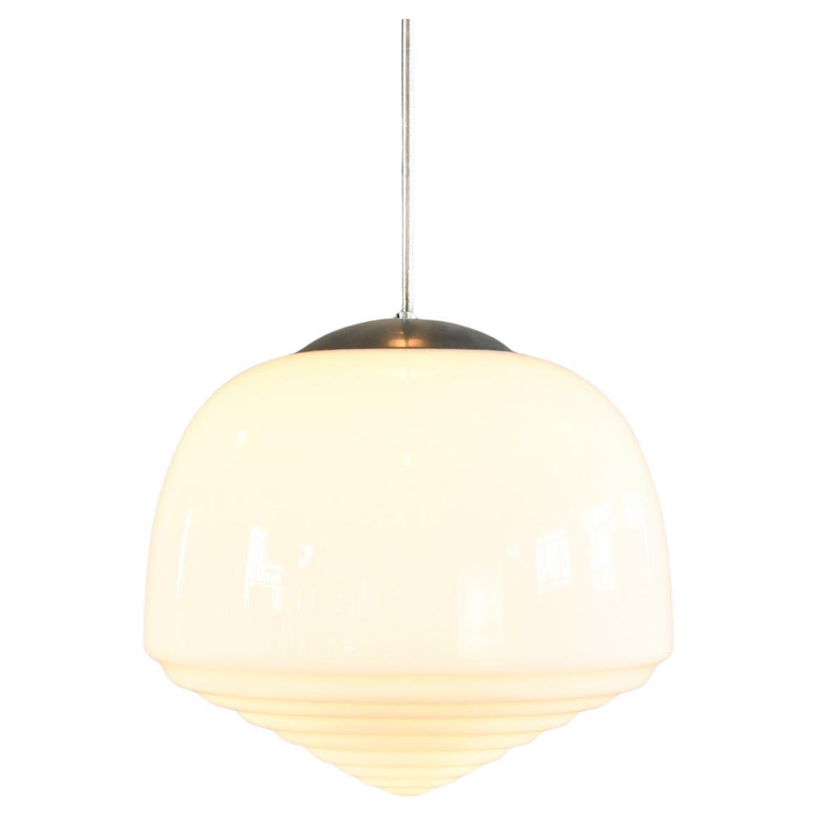 Large Opaline Pendant Light Circa 1930s