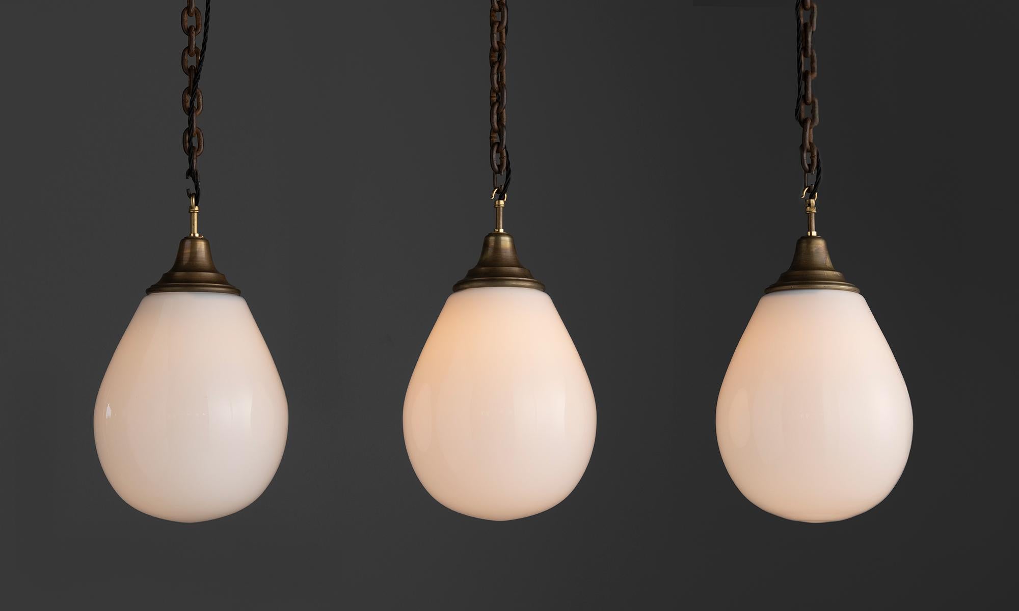 Large Opaline Pendants, Netherlands circa 1920 In Good Condition For Sale In Culver City, CA