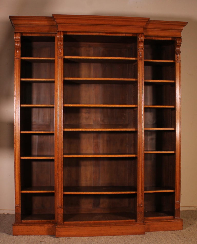Large Open Bookcase In Light Oak From The 19th Century For Sale at 1stDibs