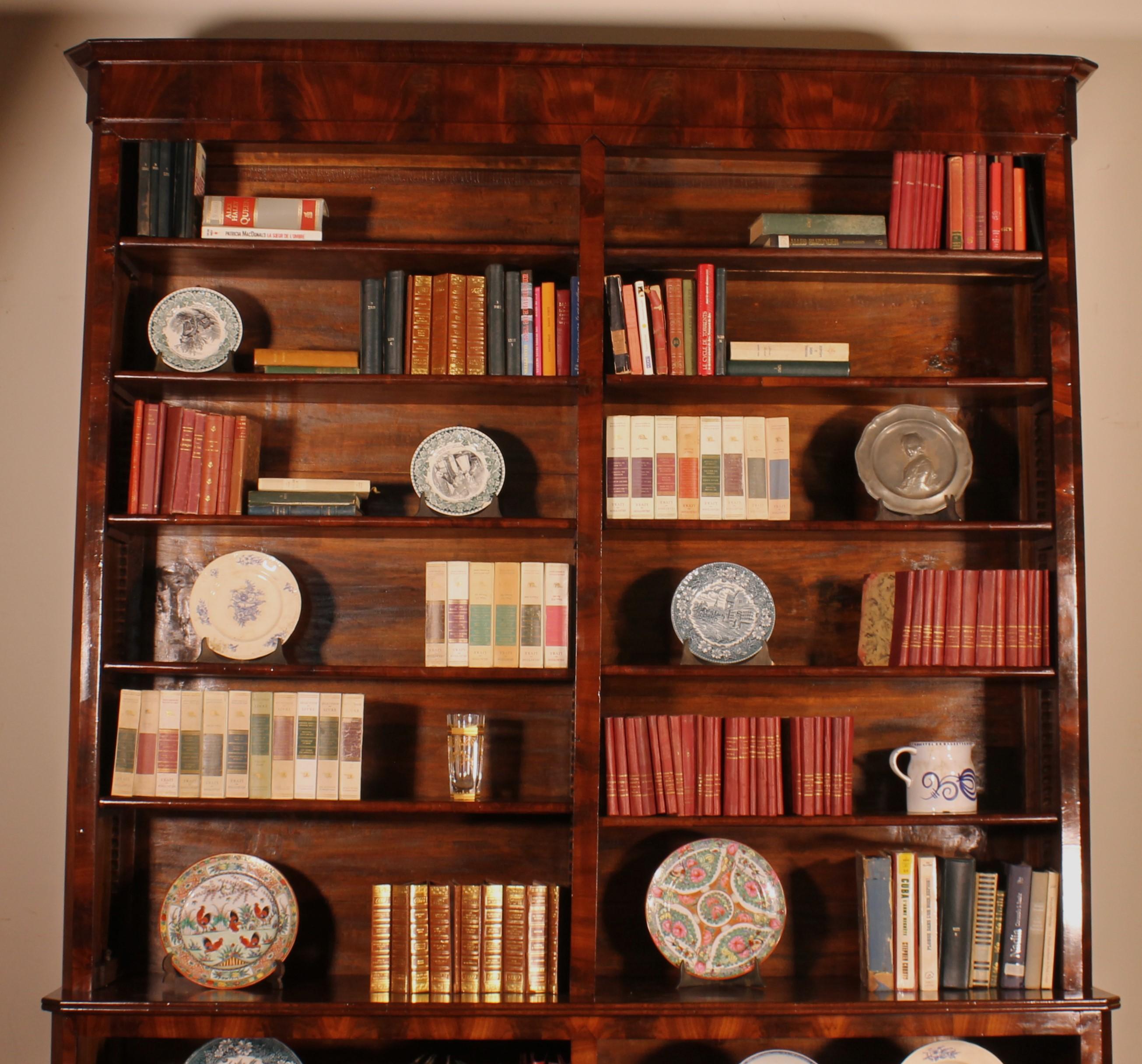 French Large Open Bookcase in Mahogany from the 19th Century For Sale