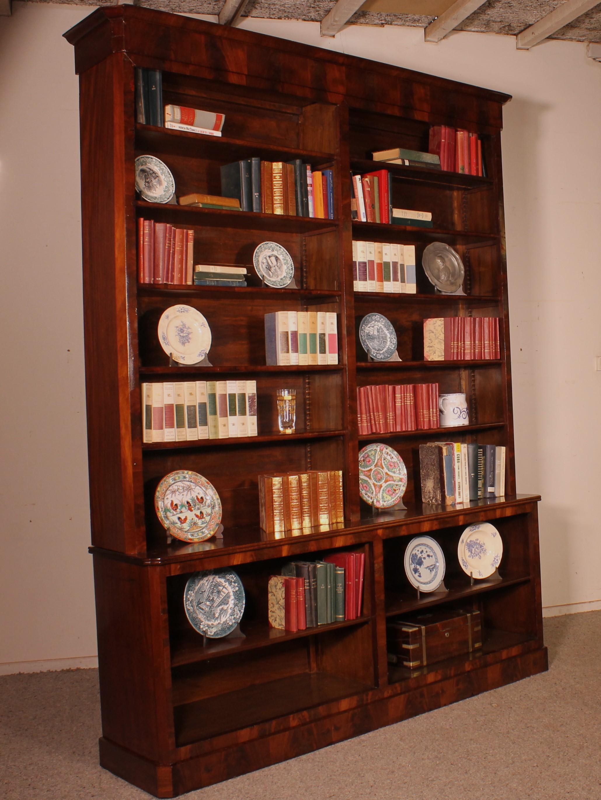 Großes offenes Bücherregal aus Mahagoni aus dem 19. Jahrhundert im Angebot 1