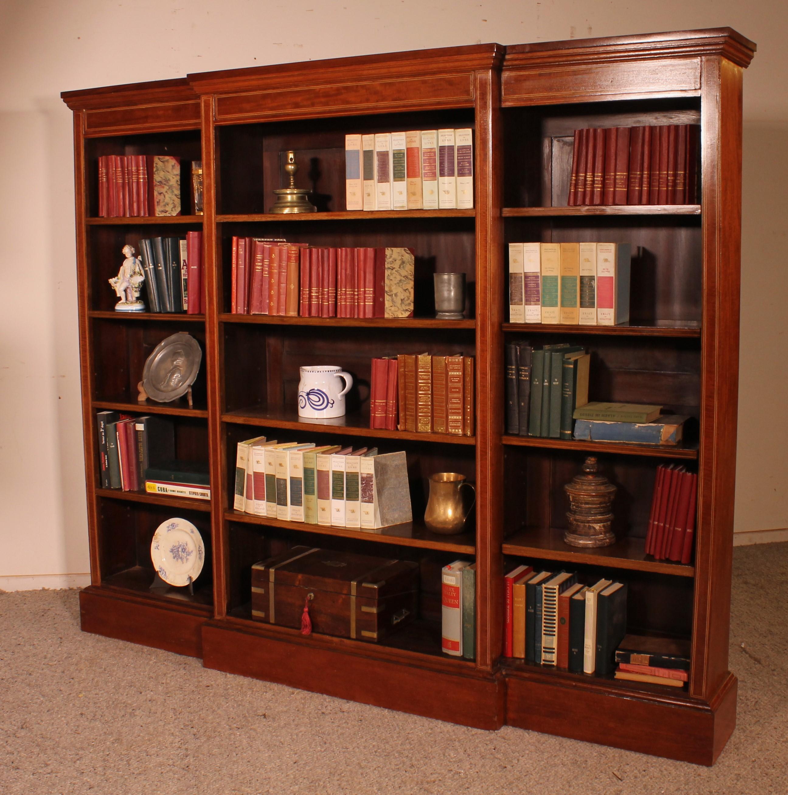 Large Open Bookcase in Mahogany from the 19th Century For Sale 1