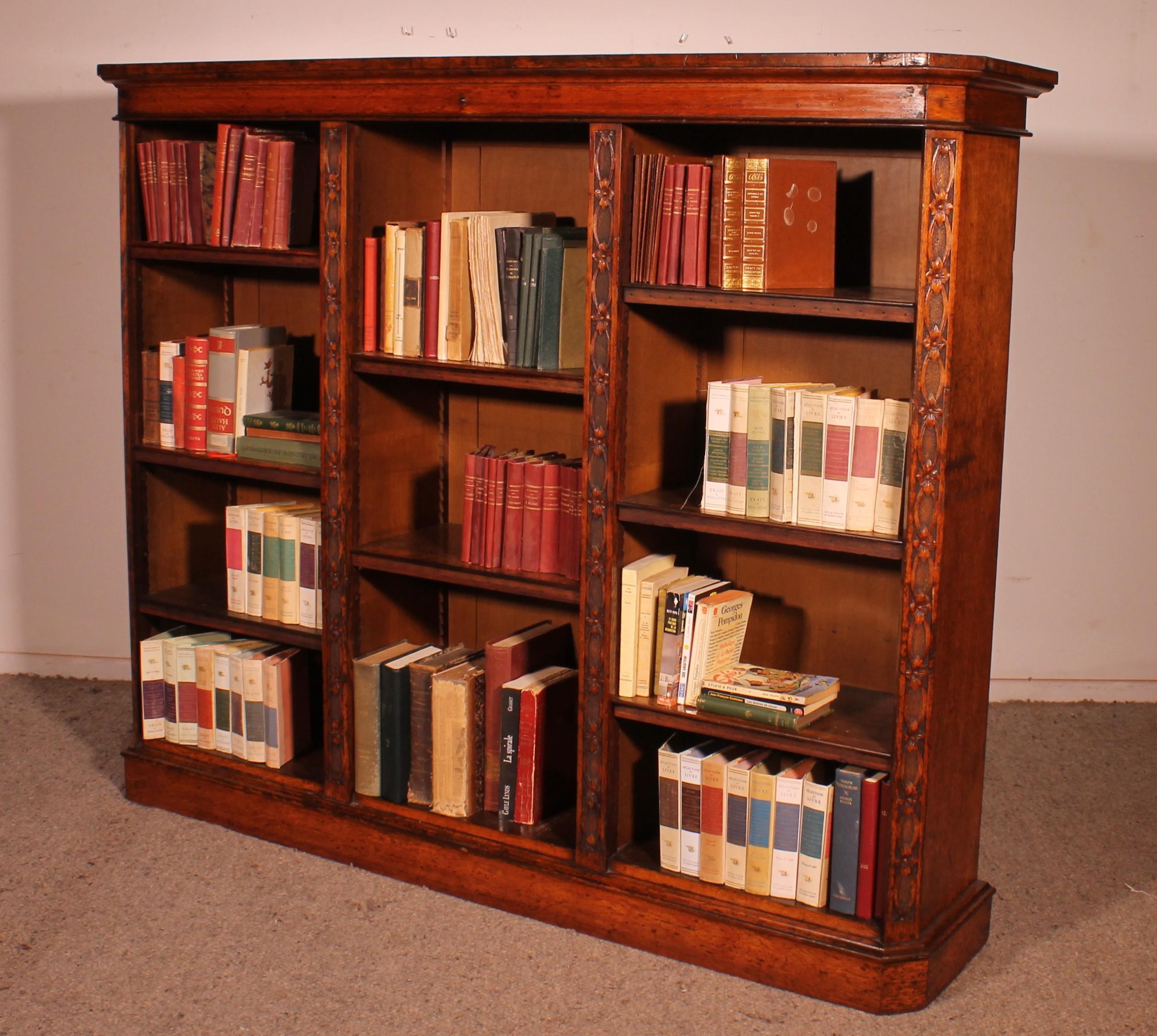 Large Open Bookcase In Oak - 19th Century For Sale 7