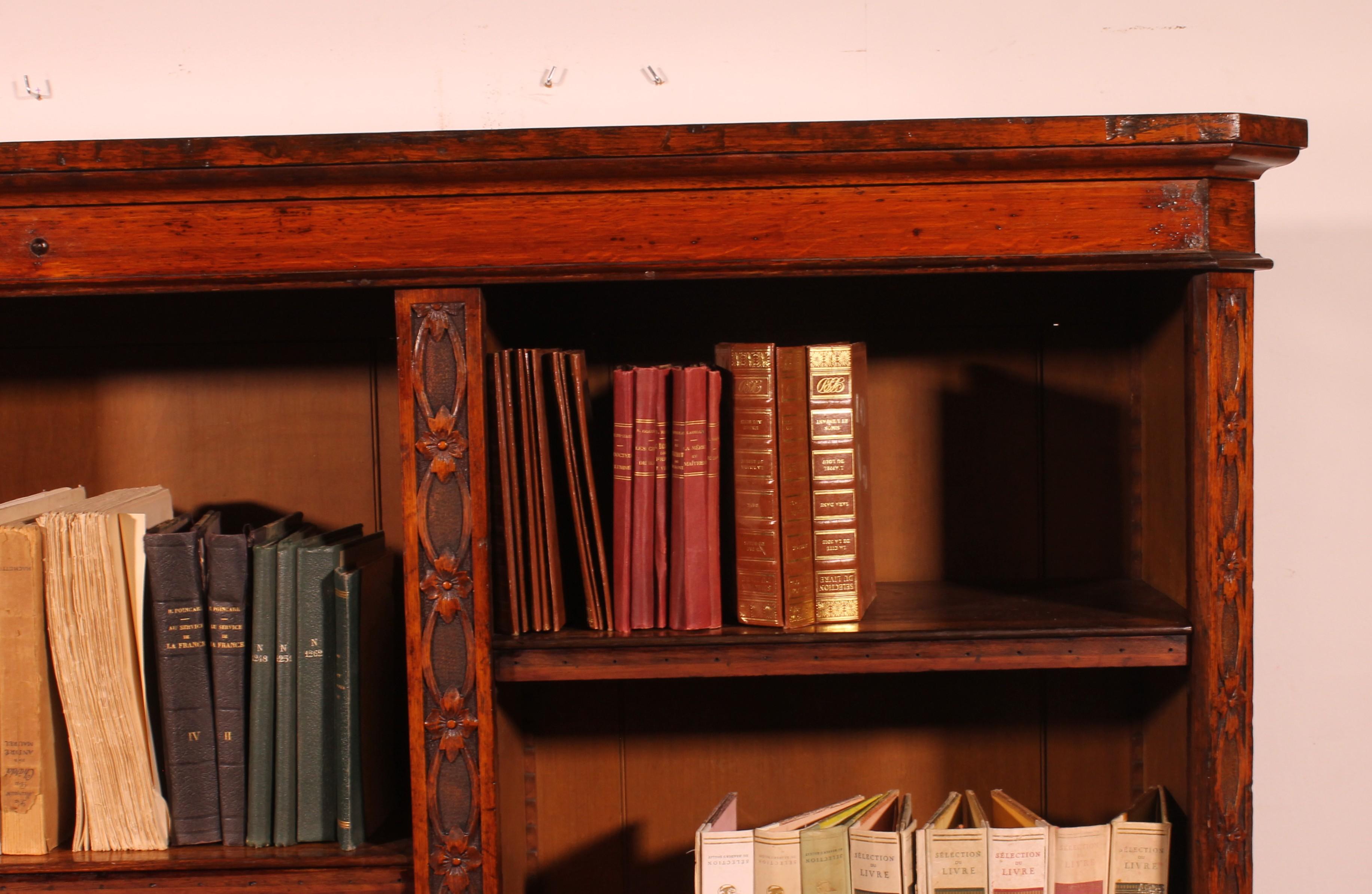 Large Open Bookcase In Oak - 19th Century In Good Condition For Sale In Brussels, Brussels