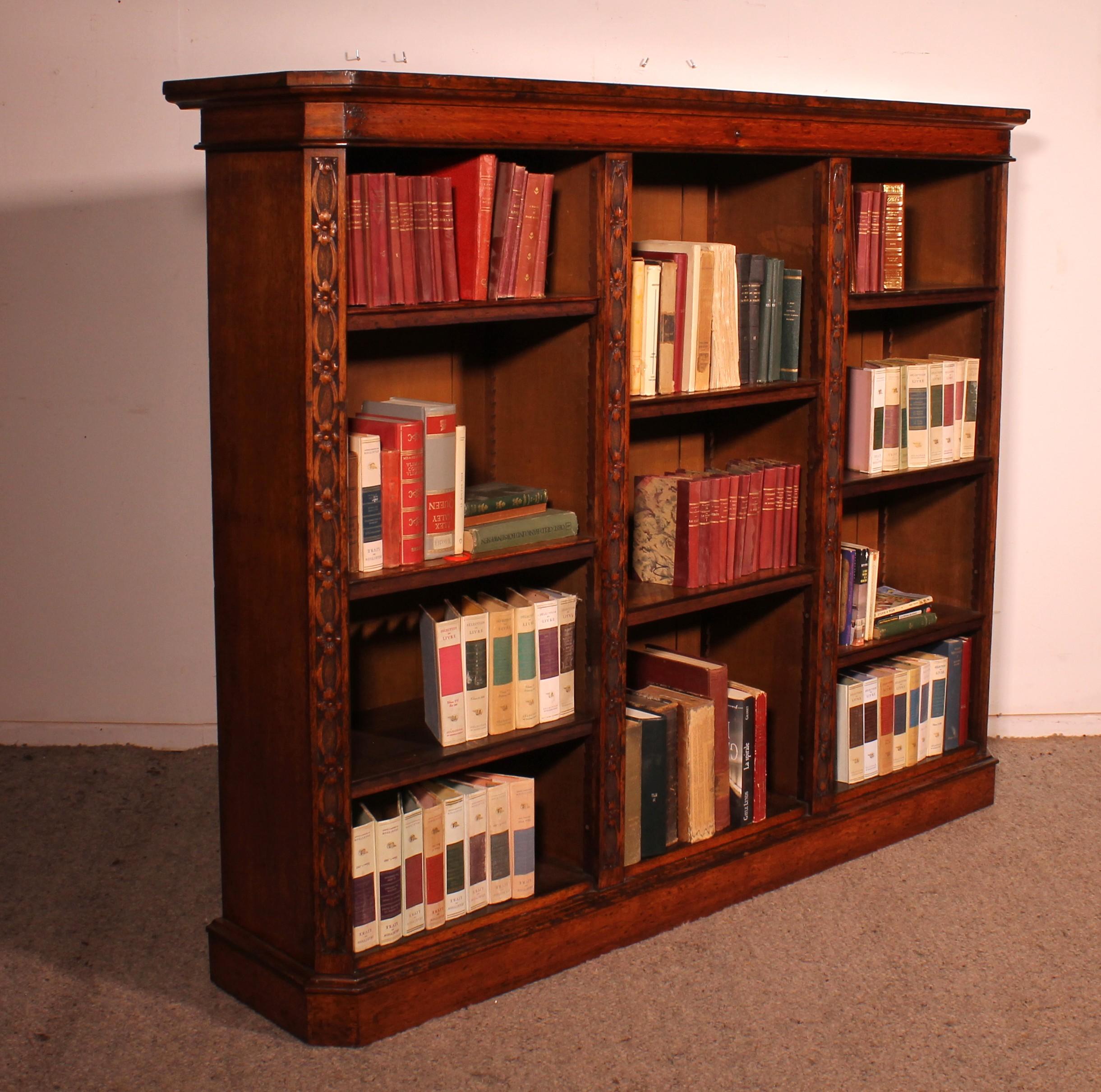 Large Open Bookcase In Oak - 19th Century For Sale 2