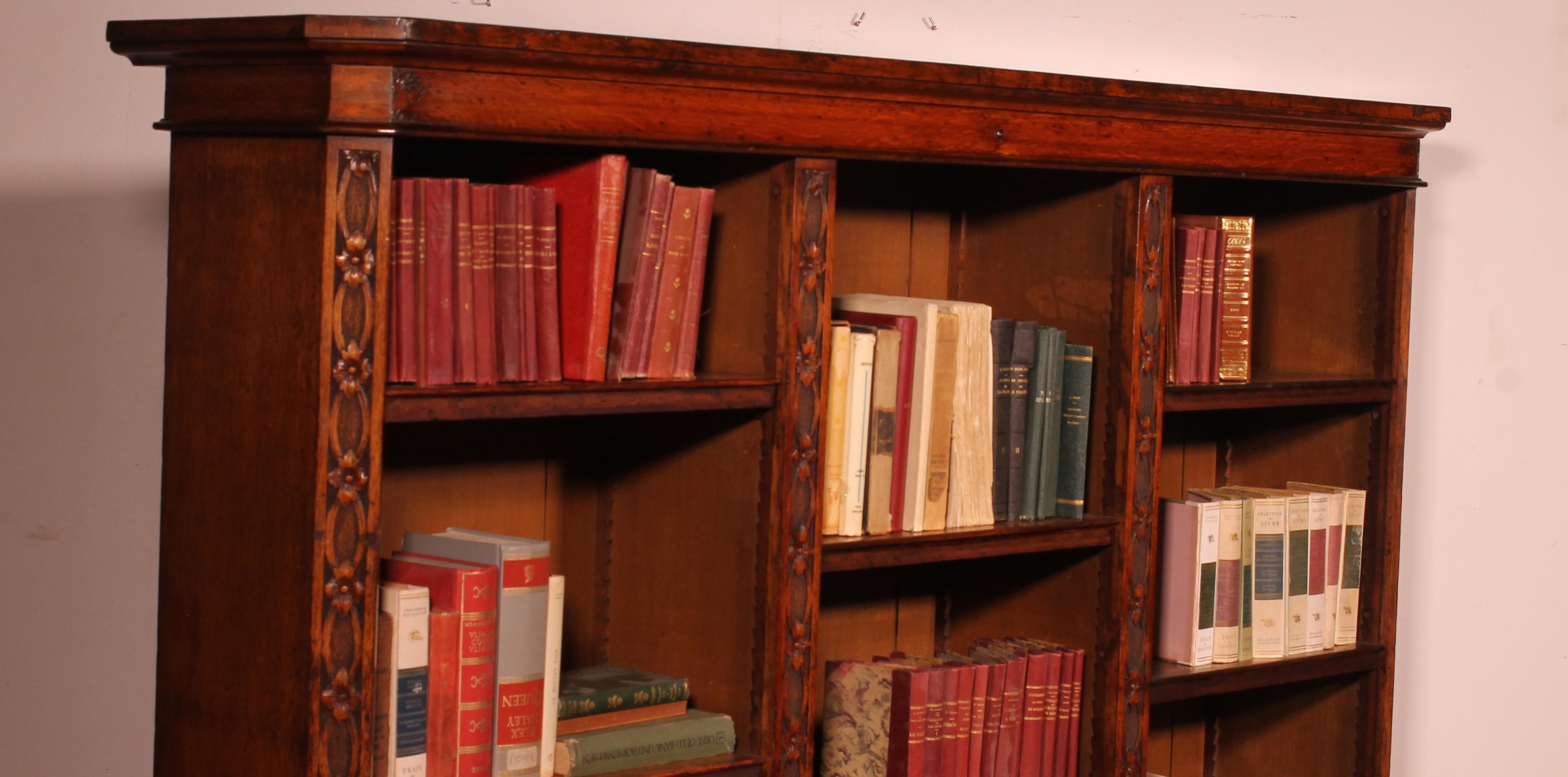 Large Open Bookcase In Oak - 19th Century For Sale 3