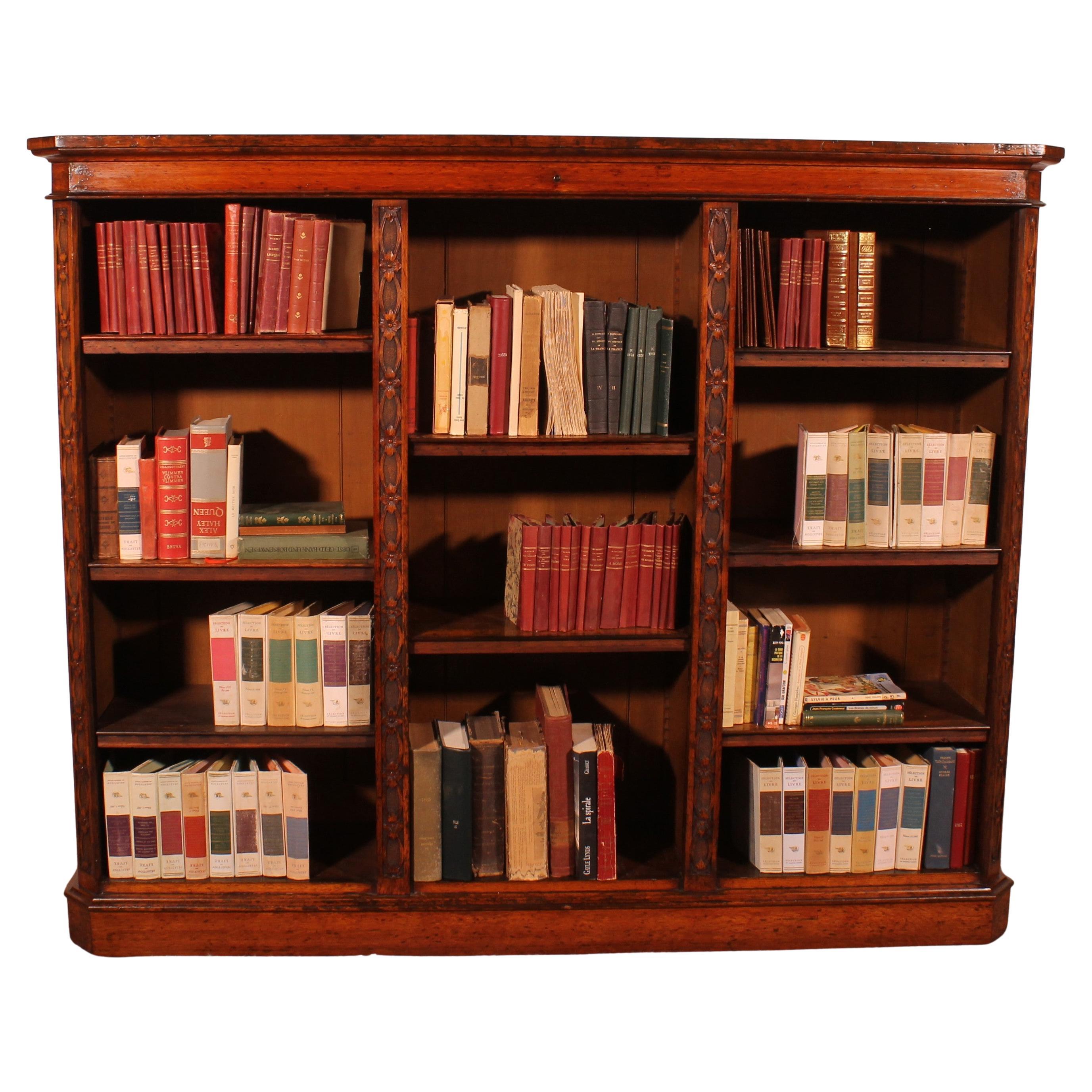 Large Open Bookcase In Oak - 19th Century