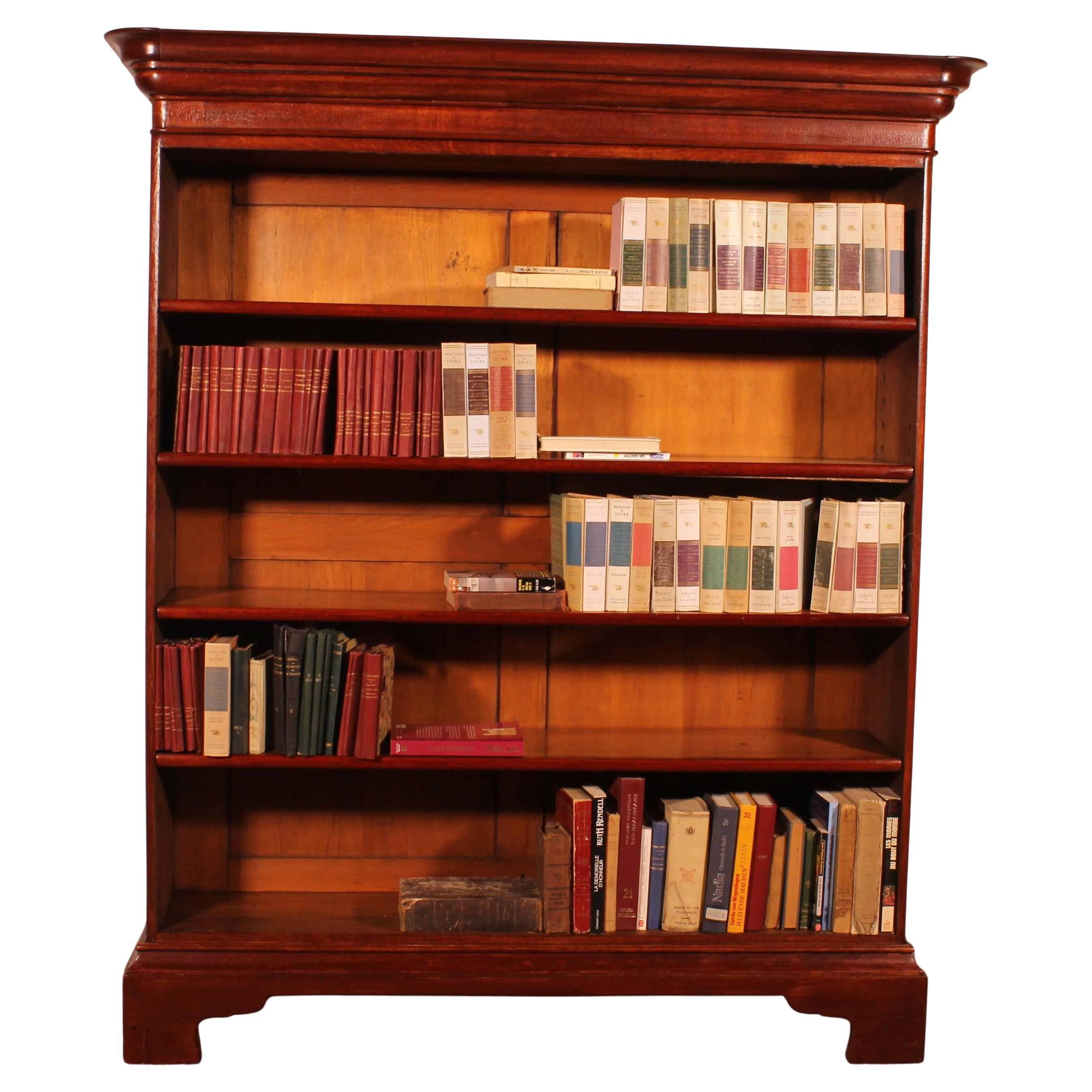 Large Open Bookcase In Oak - 19th Century