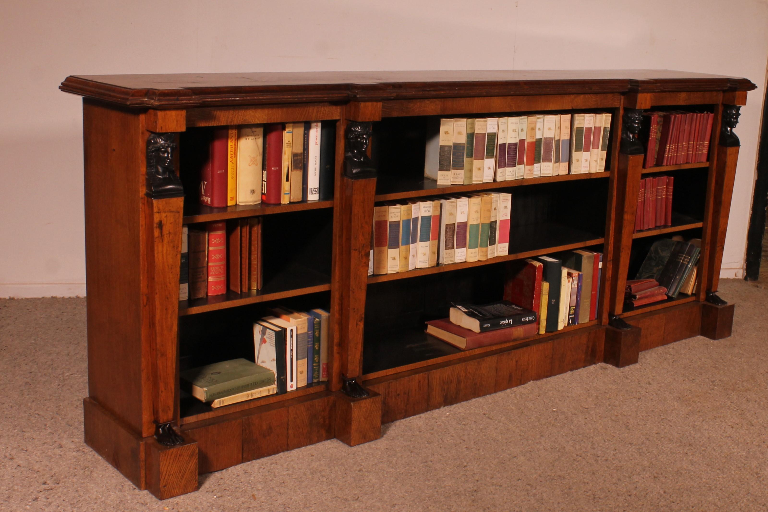 Large Open Bookcase In Oak Empire Style - 19th Century For Sale 7