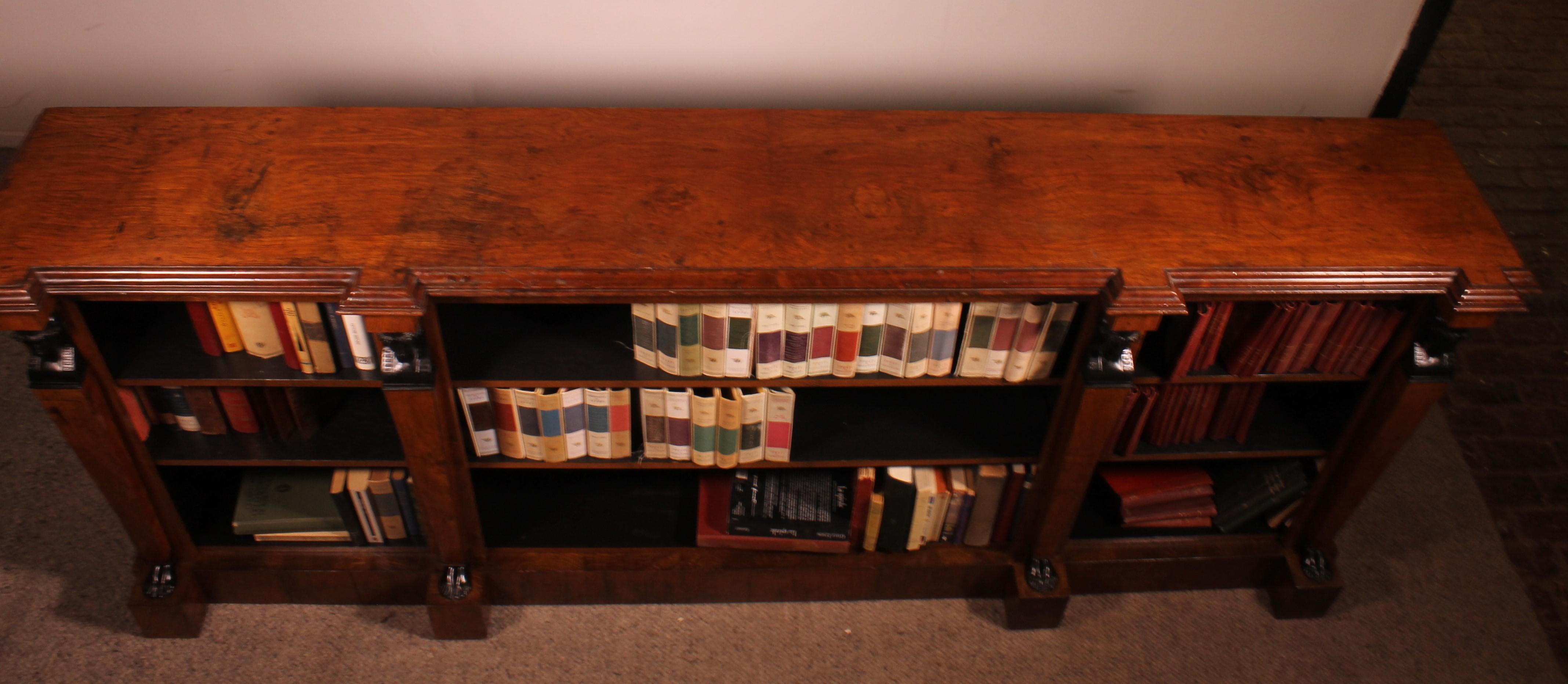 Large Open Bookcase In Oak Empire Style - 19th Century For Sale 11