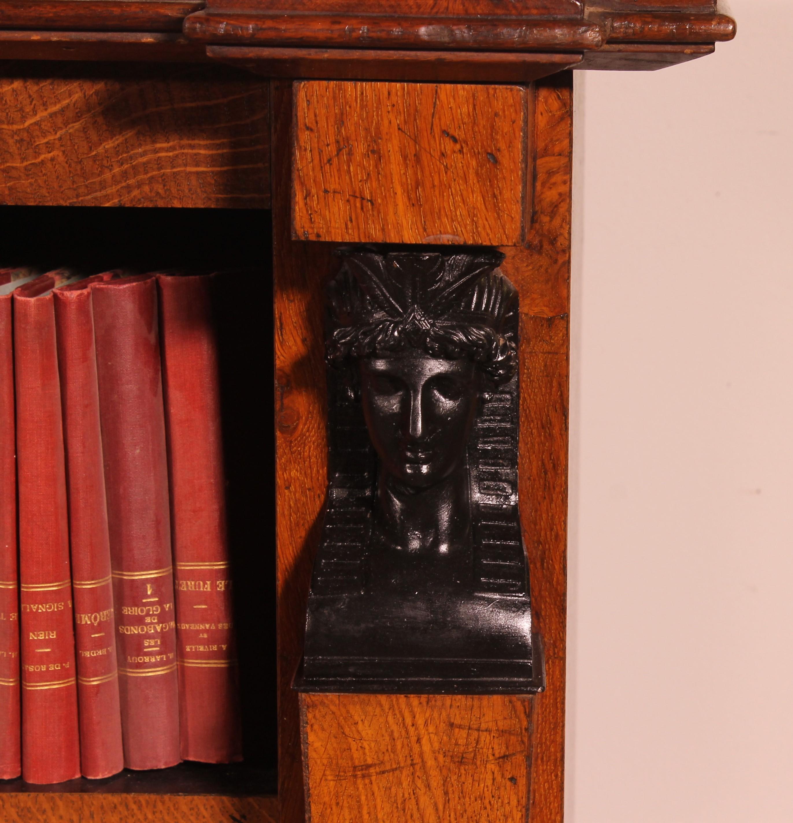 Large Open Bookcase In Oak Empire Style - 19th Century For Sale 2
