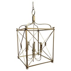 Used Large Open Framed Cage-Style Six-Light Pendant Chandelier