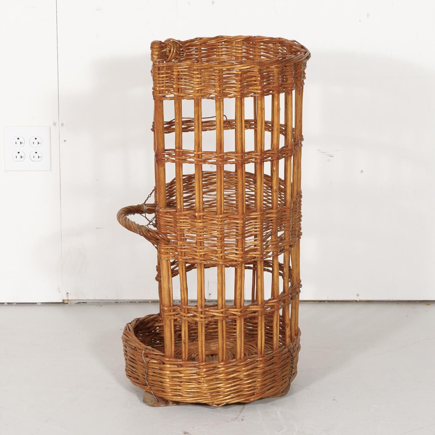 Large Open-Sided French Standing Willow Baguette Basket from Boulangerie 3