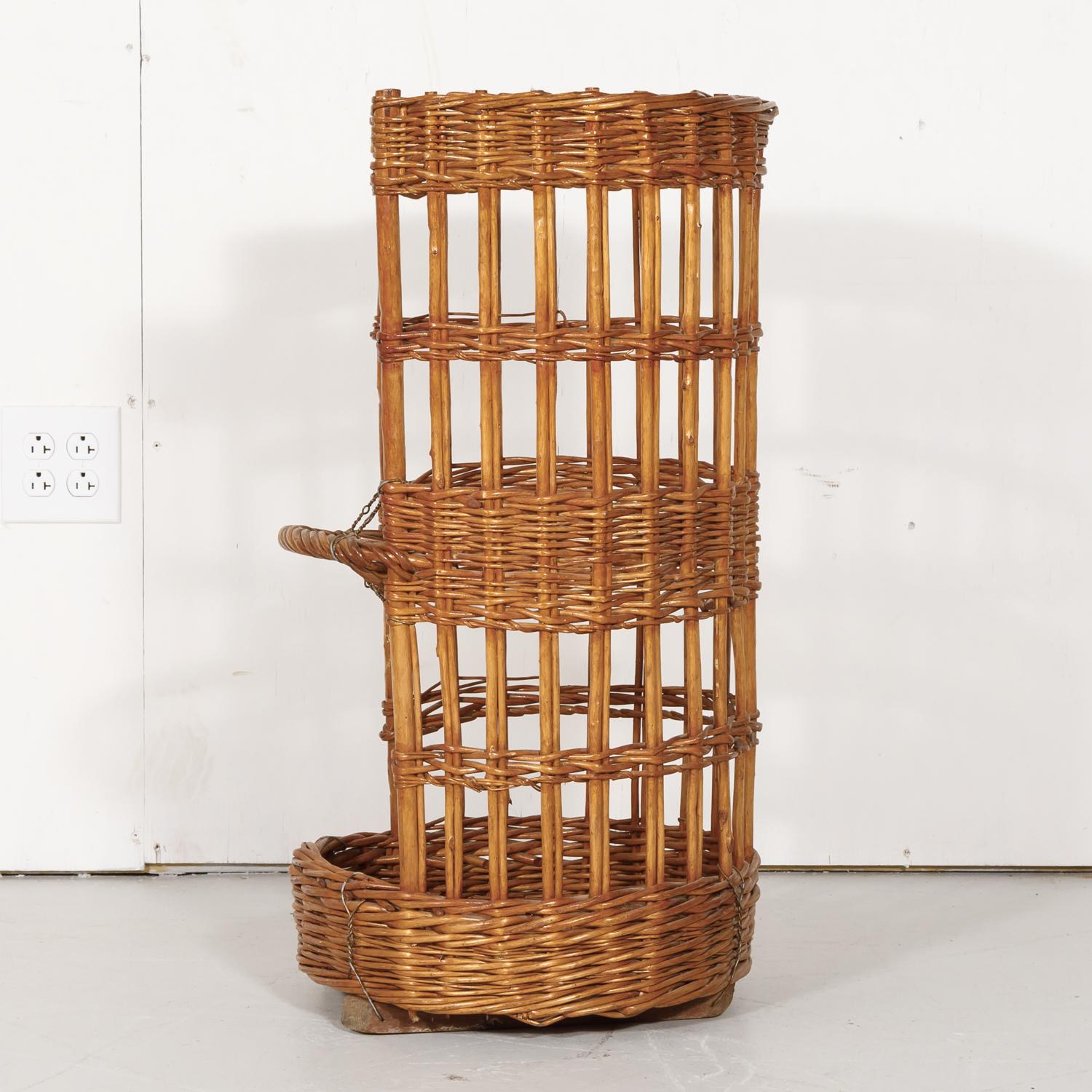 Large Open-Sided French Standing Willow Baguette Basket from Boulangerie 4