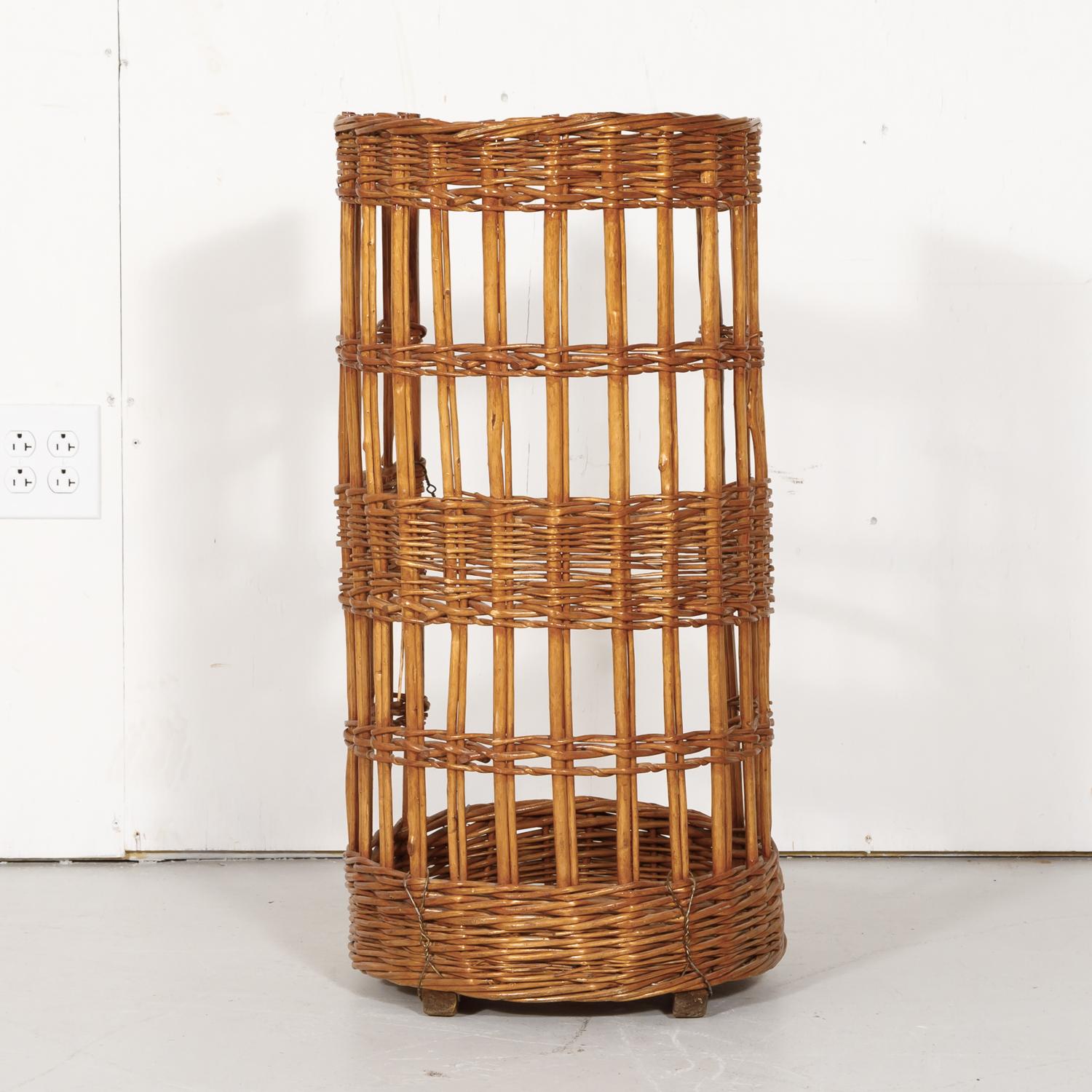 Large Open-Sided French Standing Willow Baguette Basket from Boulangerie 5