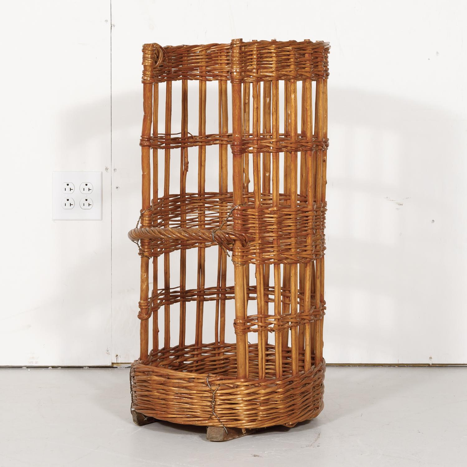 Large Open-Sided French Standing Willow Baguette Basket from Boulangerie 2