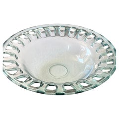 Large openwork glass bowl - Fruit bowl or centerpiece - Art Deco - France