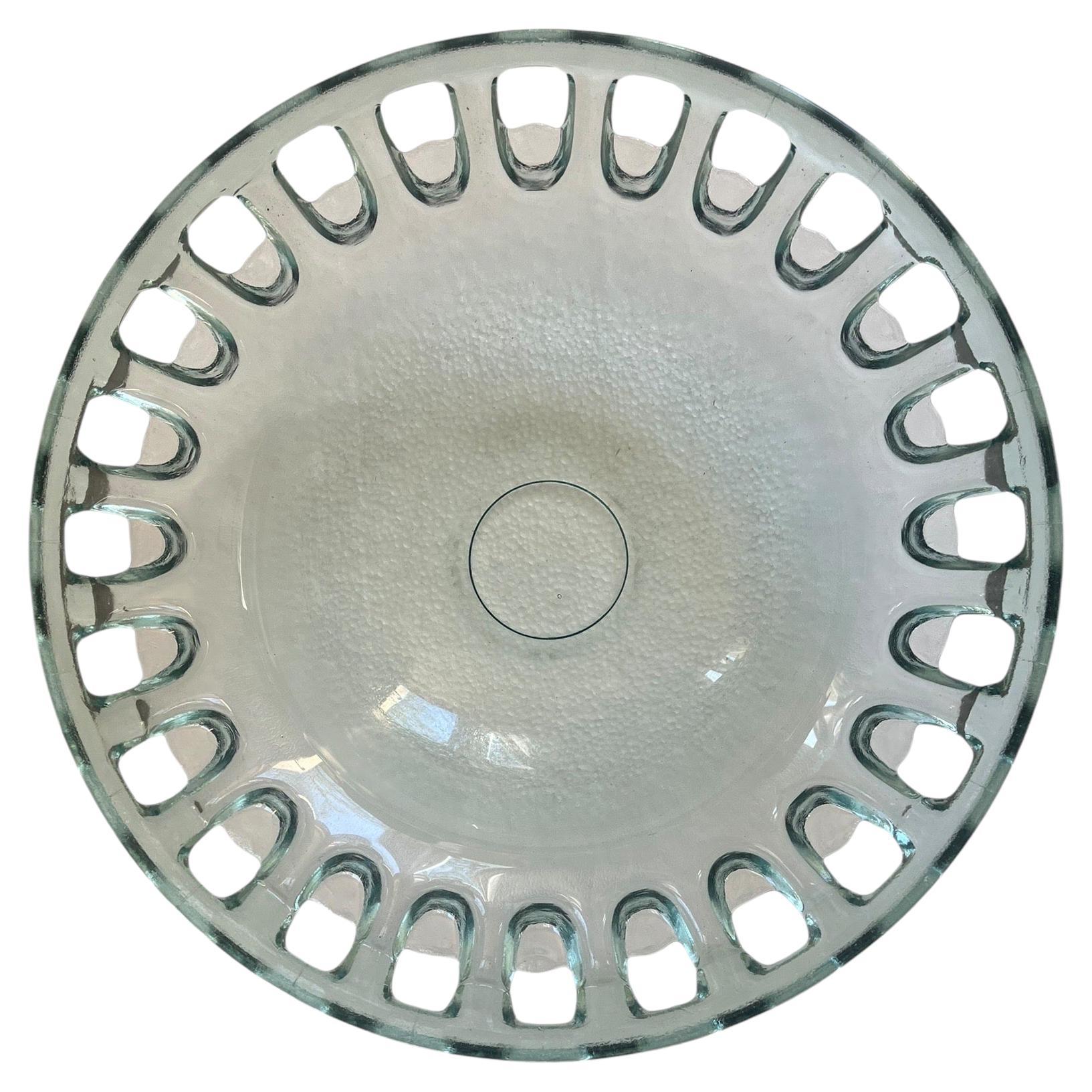 Grand bol ou centre de table en verre ajouré - Art déco français