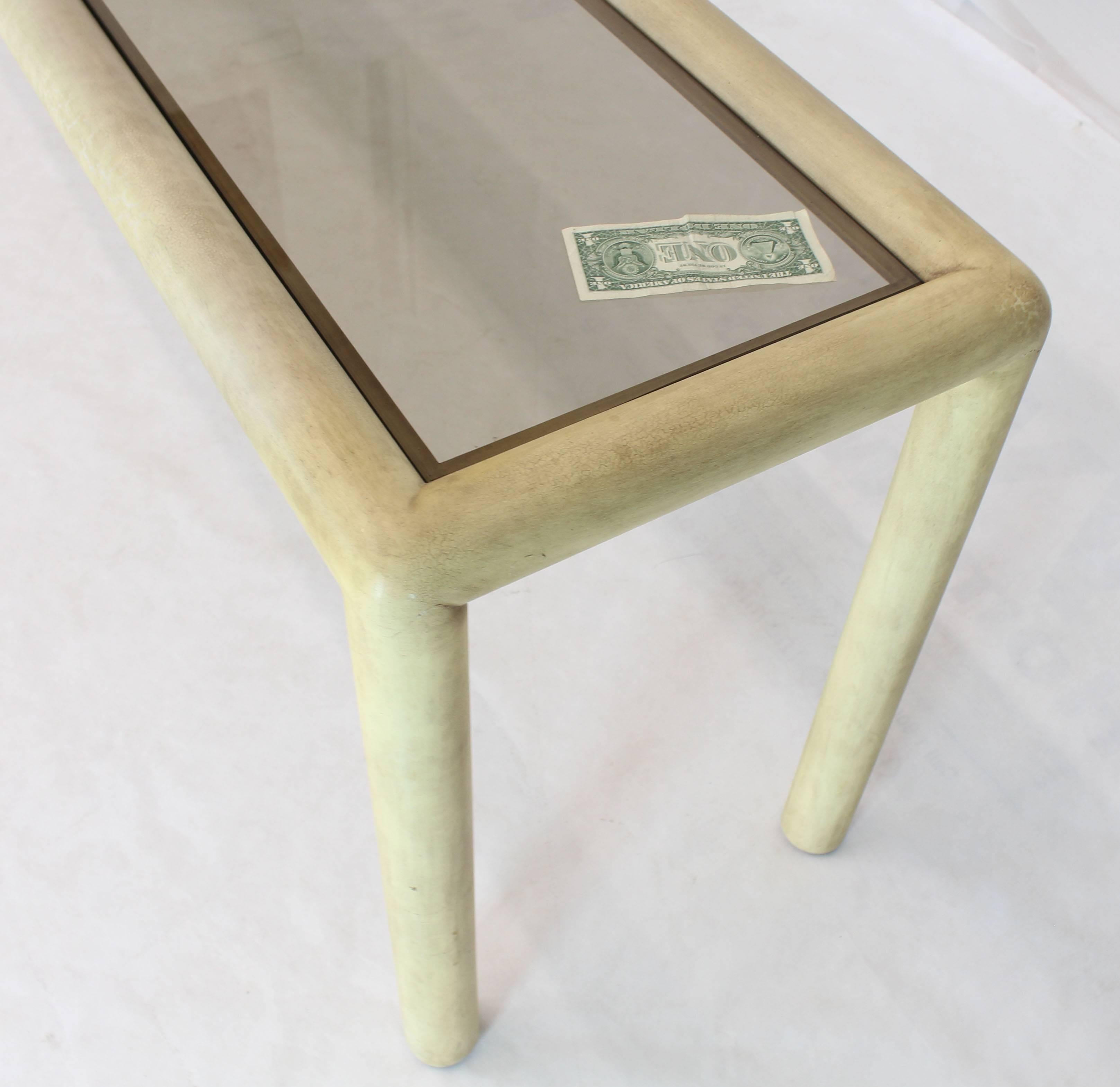 20ième siècle Grande ou longue table console en faux parchemin de Phyllis Morris en vente
