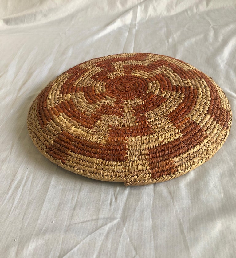 Large Orange and Natural Woven Basket at 1stDibs