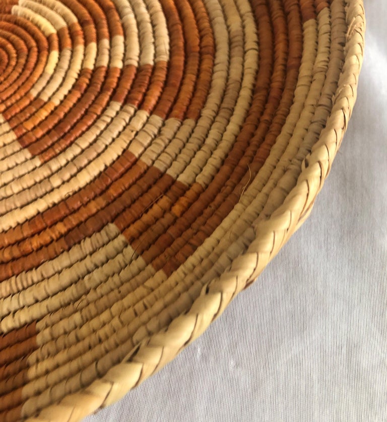 Large Orange and Natural Woven Basket at 1stDibs
