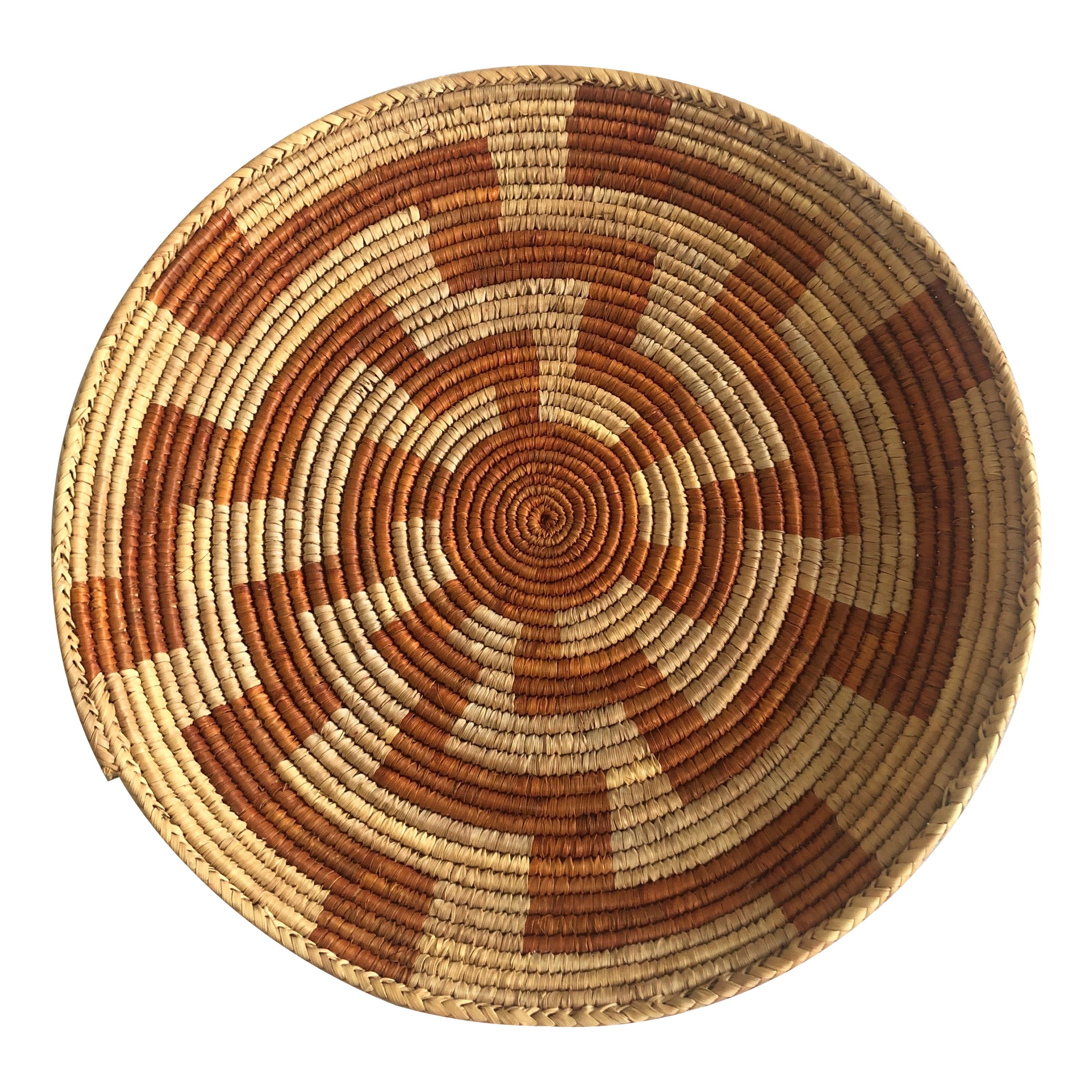 Large Orange and Natural Woven Basket