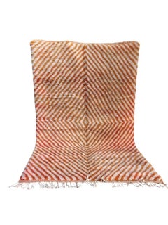 Large Orange and White Modern Moroccan Wool Beni M'Rirt Handwoven Rug