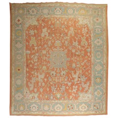Tappeto Oushak antico arancione grande