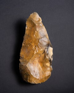 Large Orange-Brown Flint Hand Axe Made by Early Humans